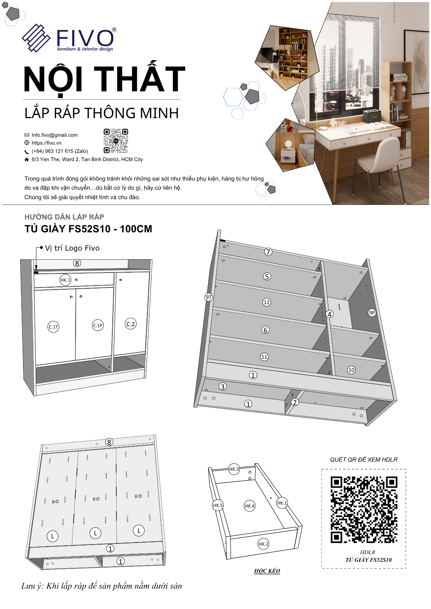 Hướng dẫn lắp ráp Tủ Giày Dép FS52, 7 Ngăn FIVO