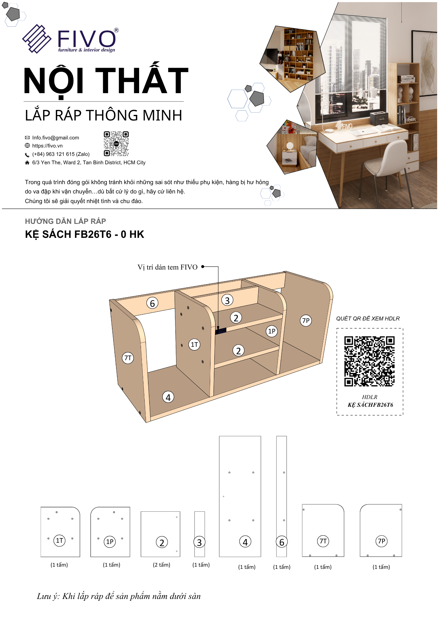 Hướng dẫn lắp ráp Kệ Sách Để Bàn Fb26, Ngang 60cm, 1 Hộc FIVO