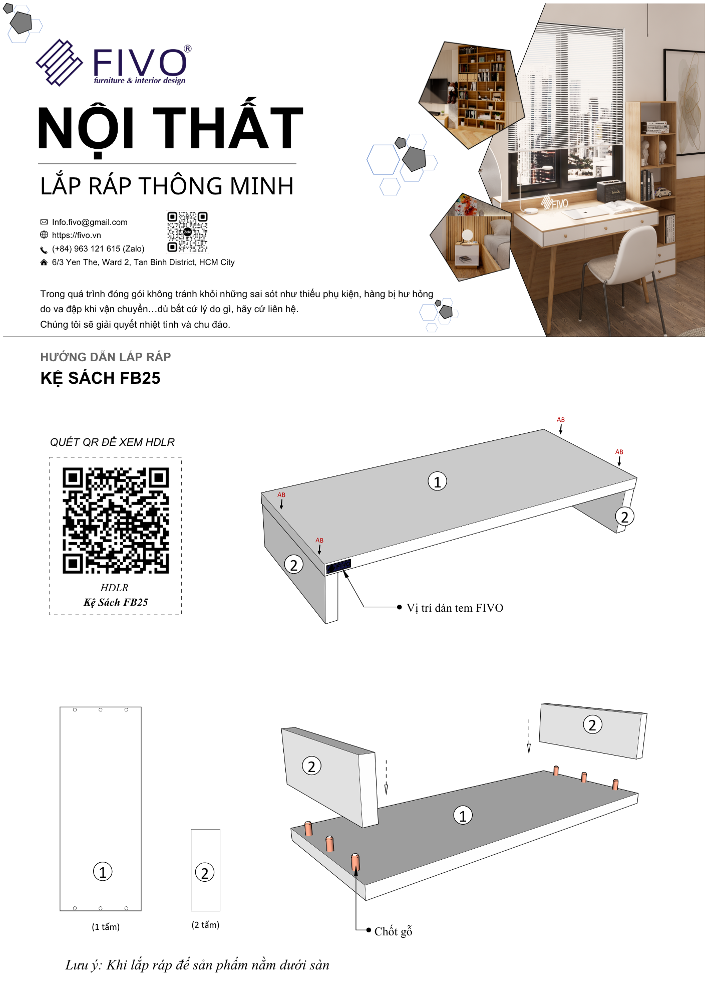 Hướng dẫn lắp ráp Kệ Sách Để Bàn FB25 FIVO