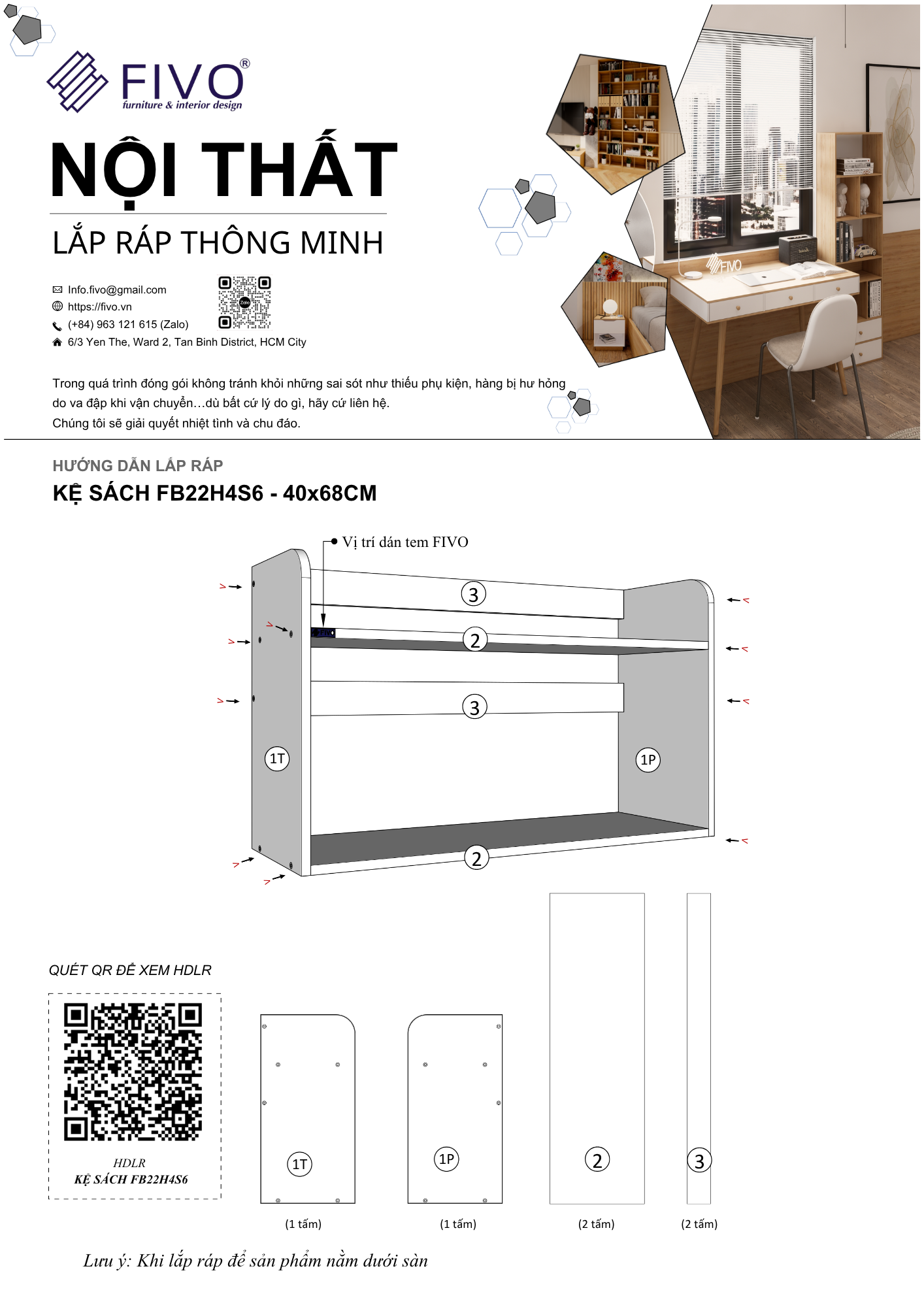 Hướng dẫn lắp ráp Kệ Sách Để Bàn FB22, 2 Tầng, Ngang 50cm FIVO