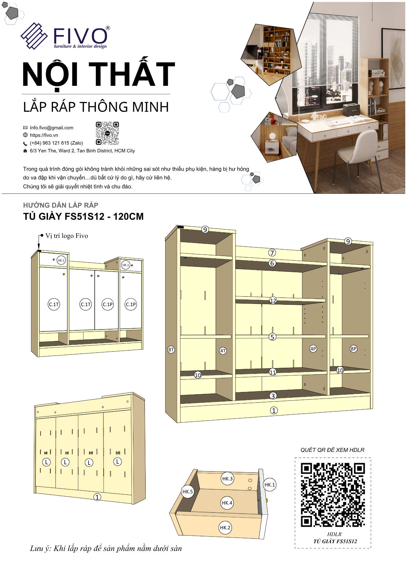 Hướng Dẫn Lắp Ráp Tủ Giày Dép FS51 FIVO, 12 Ngăn FIVO