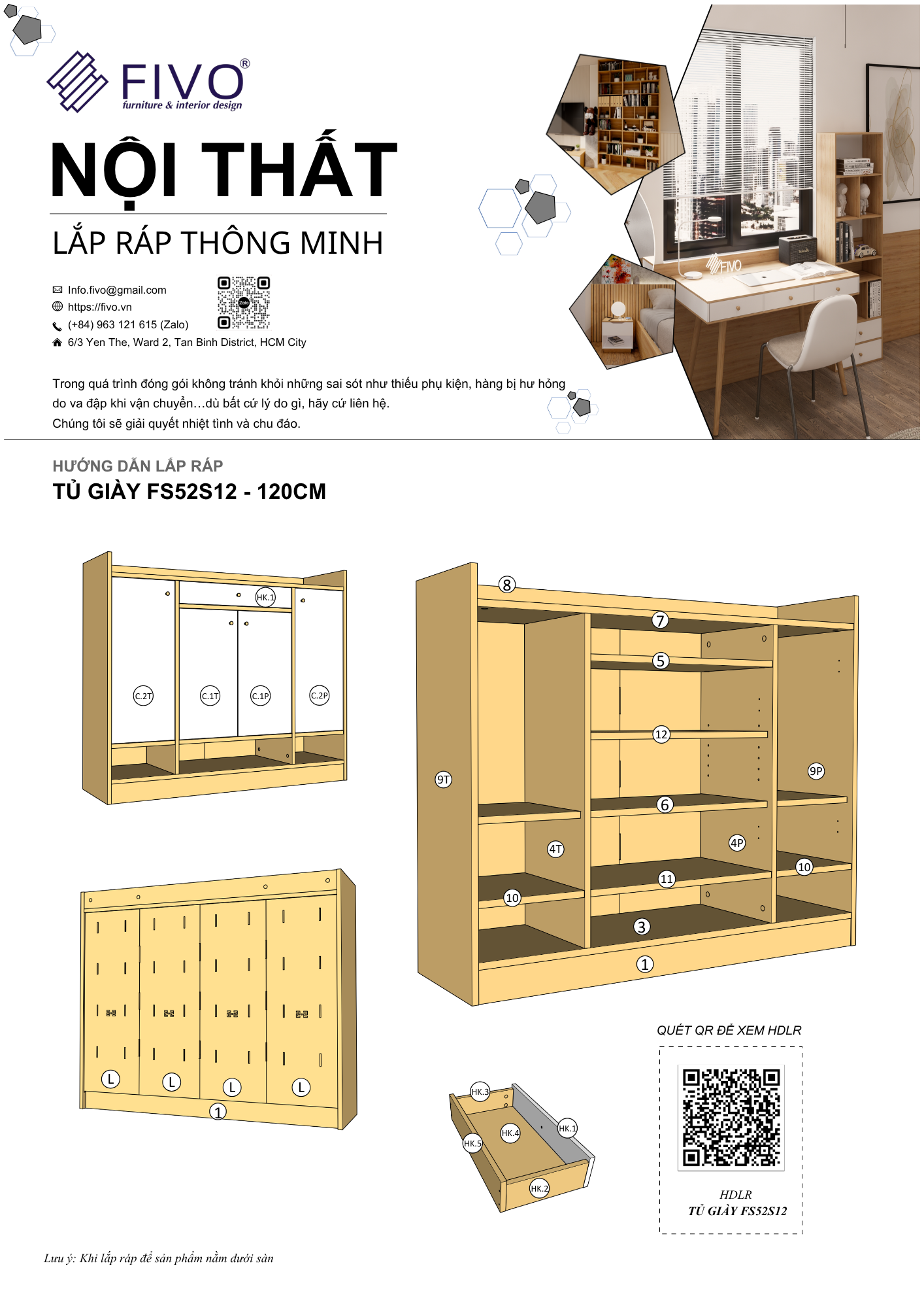 Hướng dẫn lắp ráp Tủ Giày Dép FS52, 10 Ngăn FIVO