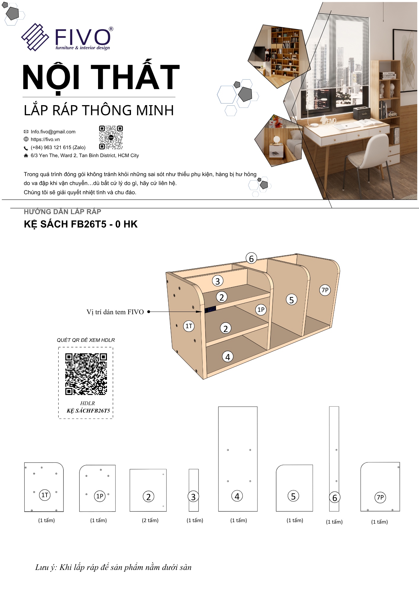 Hướng dẫn lắp ráp Kệ Sách Để Bàn FB26, Ngang 56cm, 1 Hộc FIVO