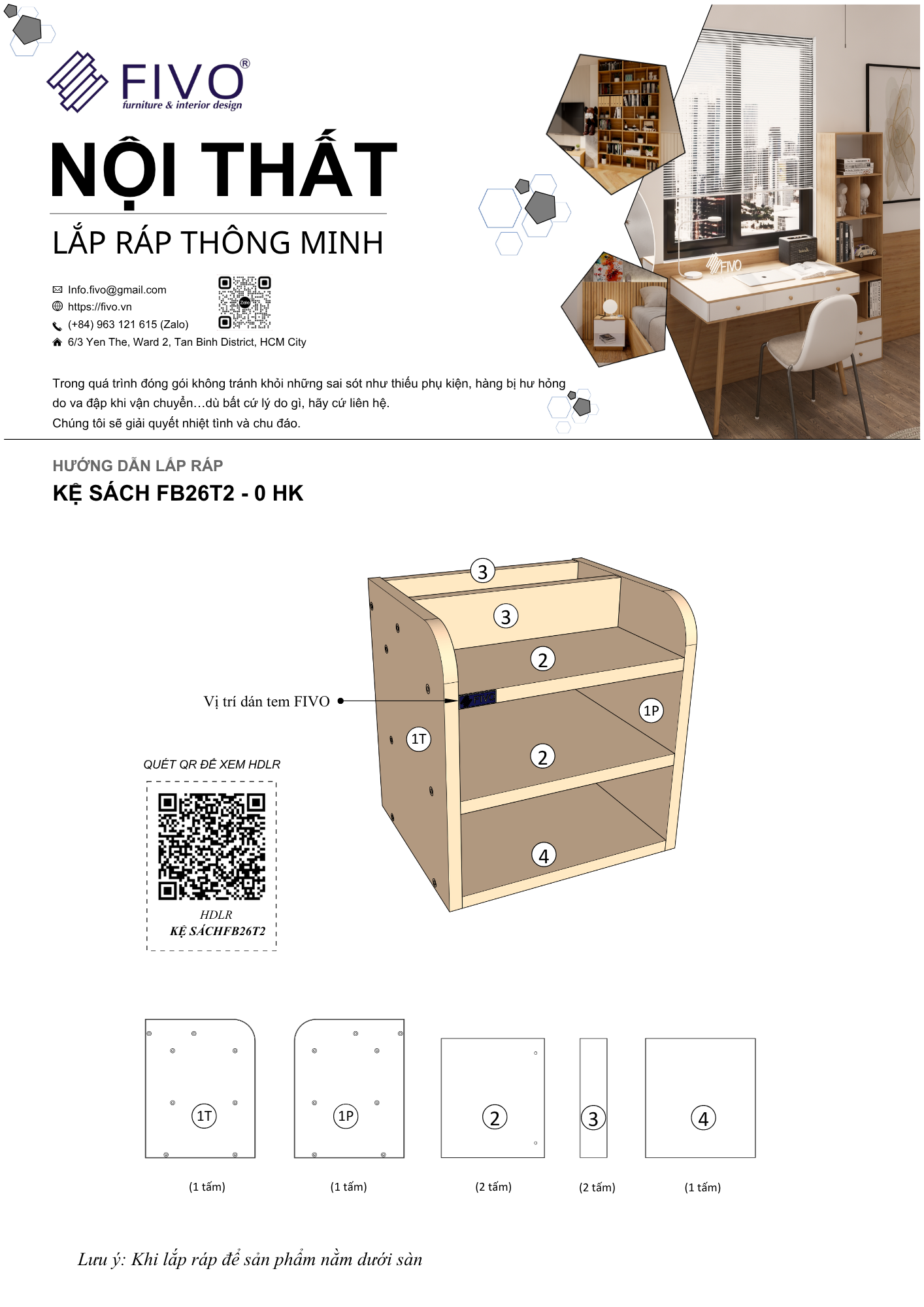 Hướng dẫn lắp ráp Kệ Sách Để Bàn FB26, Ngang 24cm, 1 Hộc FIVO
