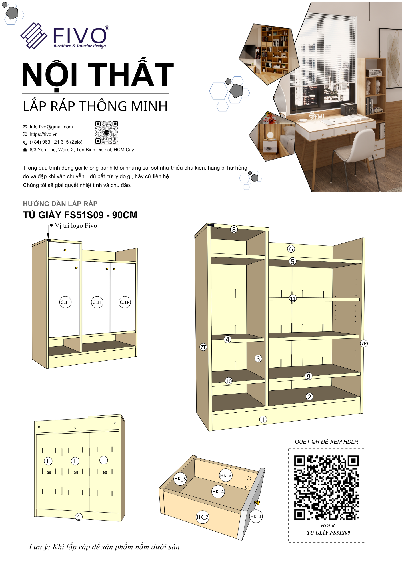 Hướng Dẫn Lắp Ráp Tủ Giày Dép FS51 FIVO, 8 Ngăn FIVO