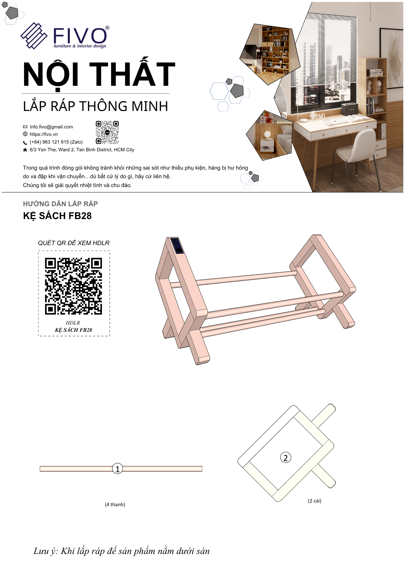 Hướng dẫn lắp ráp Kệ Sách Để Bàn FB28 FIVO