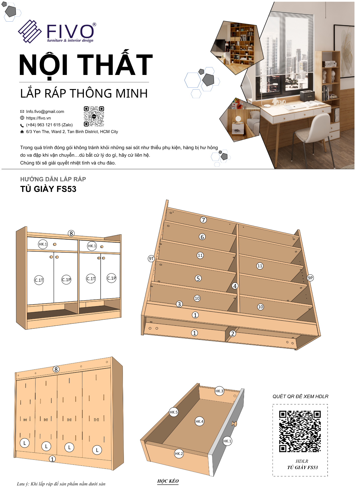 Hướng Dẫn Lắp Ráp Tủ Giày Dép FS53 FIVO