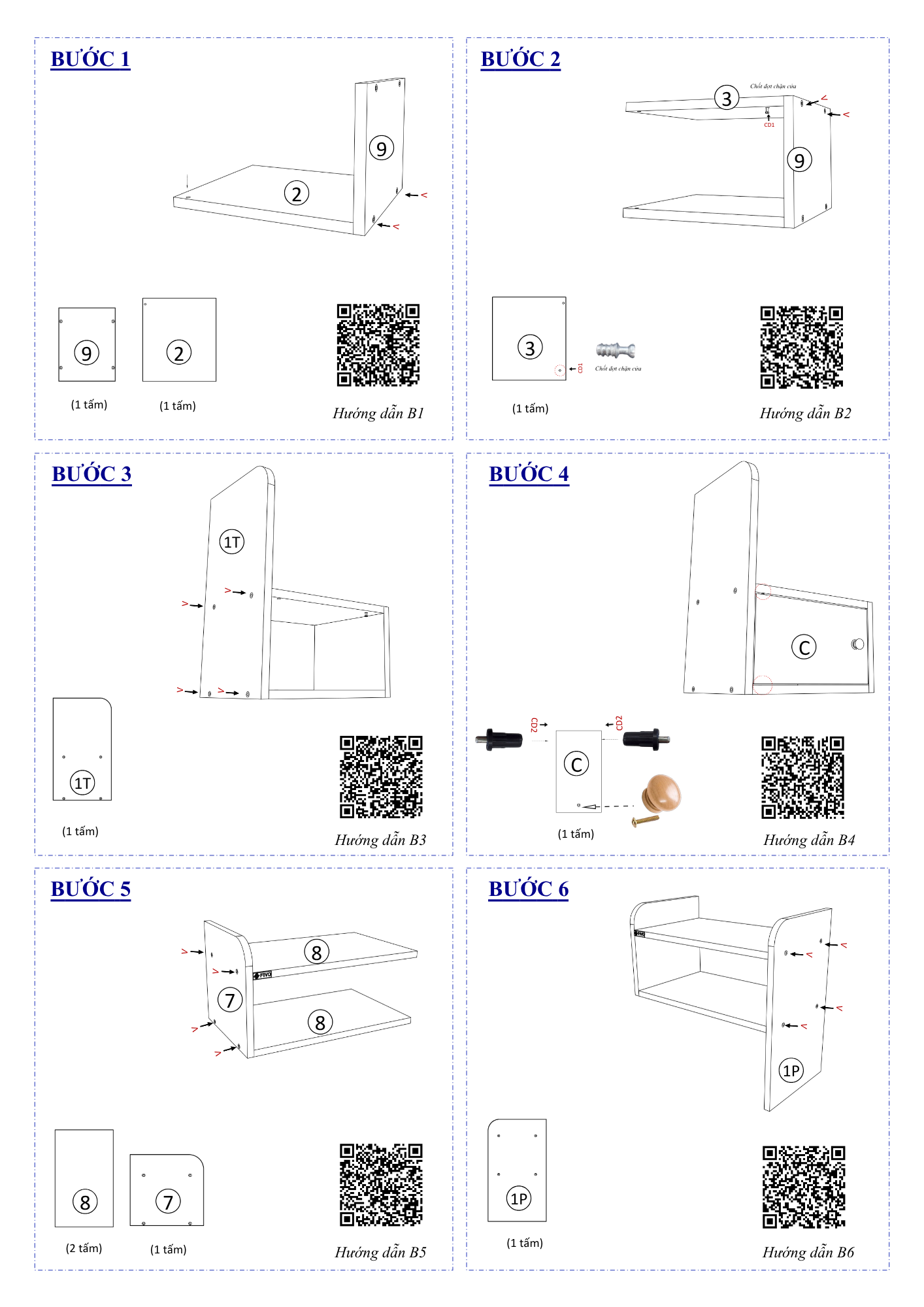 Hướng dẫn lắp ráp Kệ Sách Để Bàn FB23, 2 Cửa FIVO
