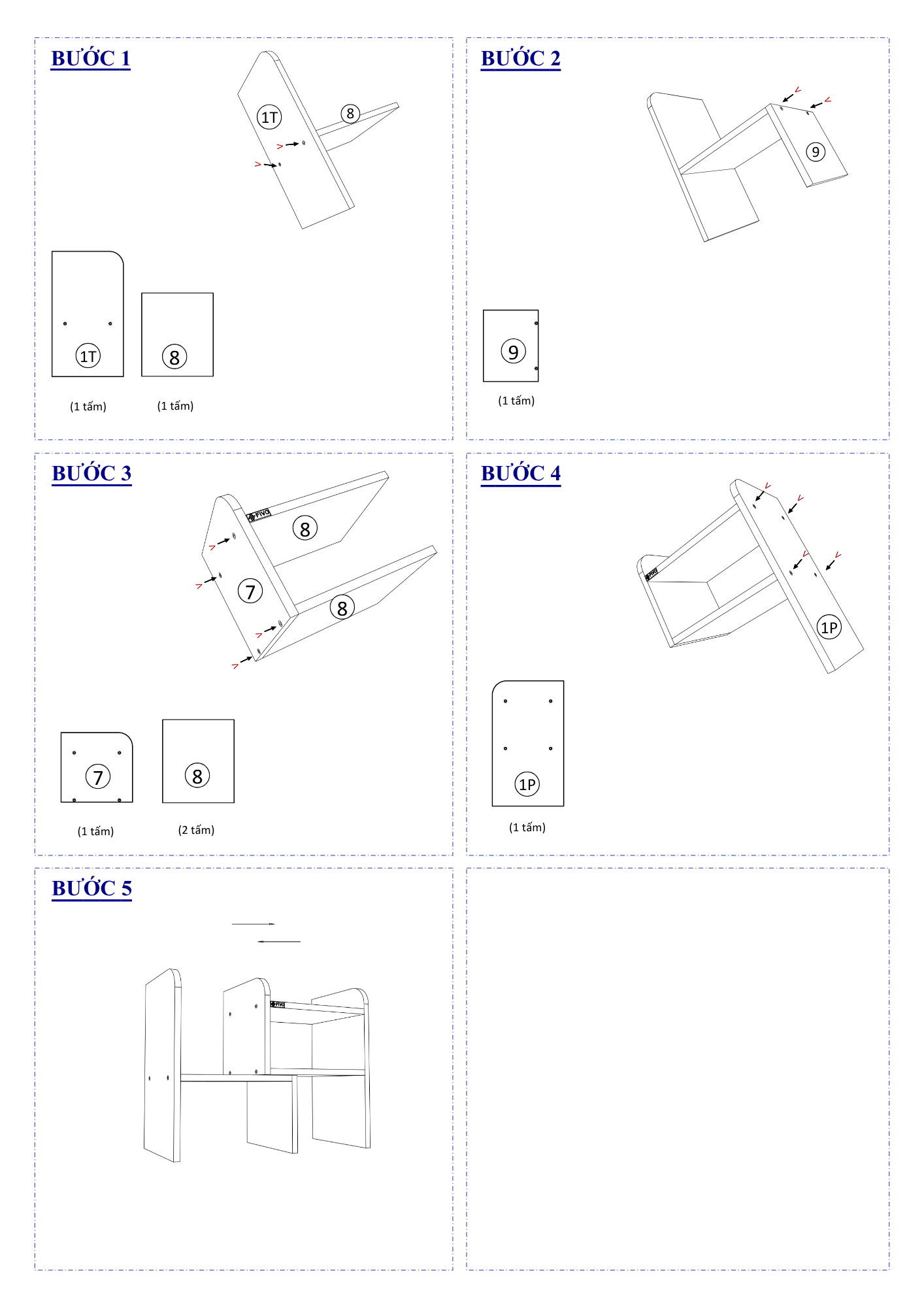 Hướng dẫn lắp ráp Kệ Sách Để Bàn FB23, 2 Cửa FIVO