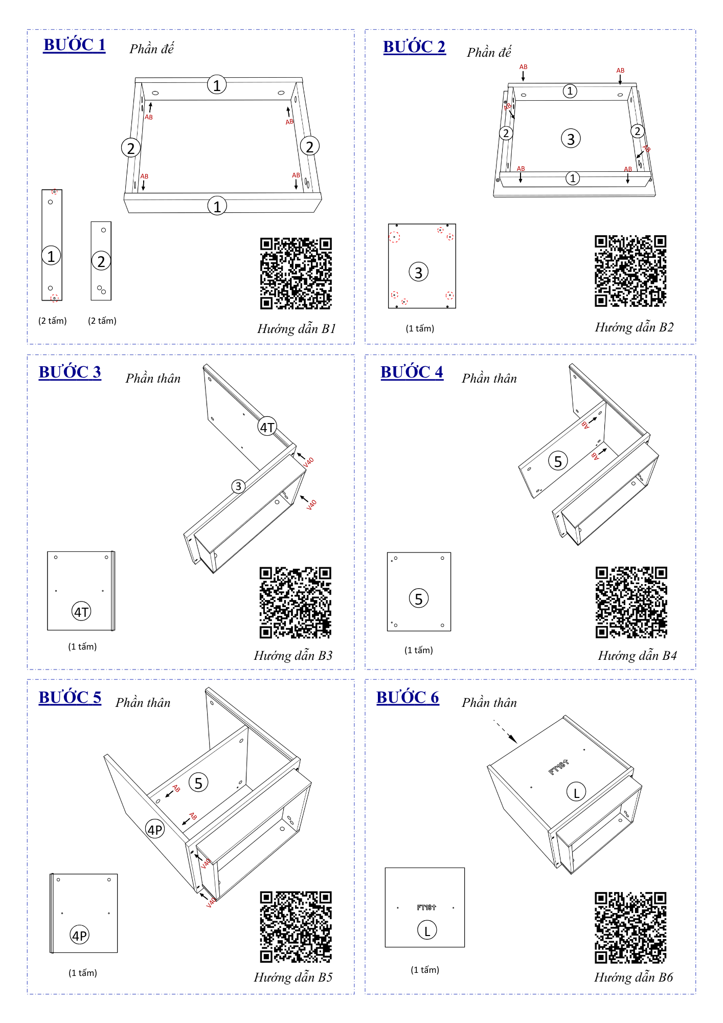 Hướng dẫn lắp ráp Tủ Đầu Giường FT18, 1 Hộc FIVO