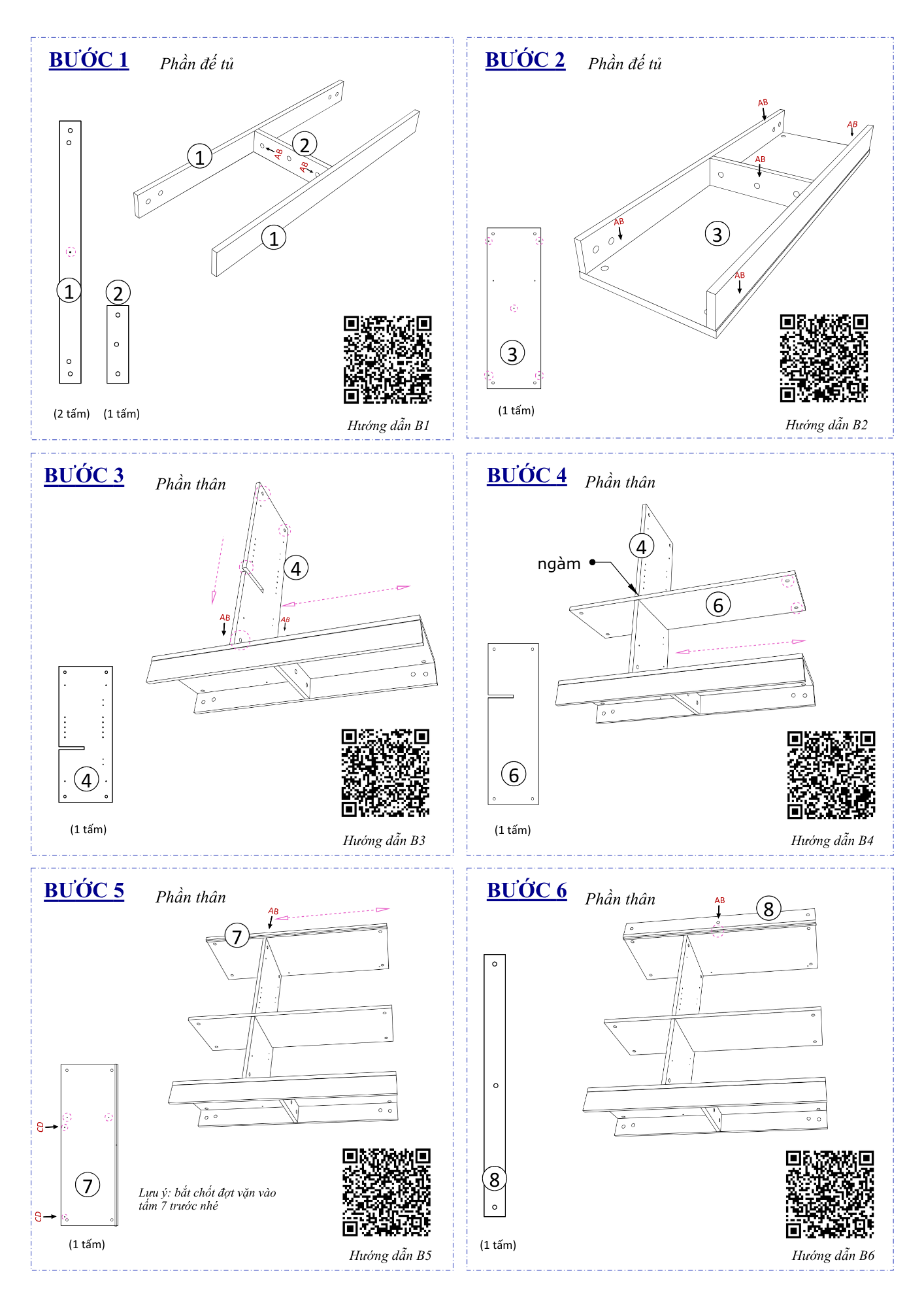 Hướng dẫn lắp ráp Tủ Giày Dép FS52, 7 Ngăn FIVO