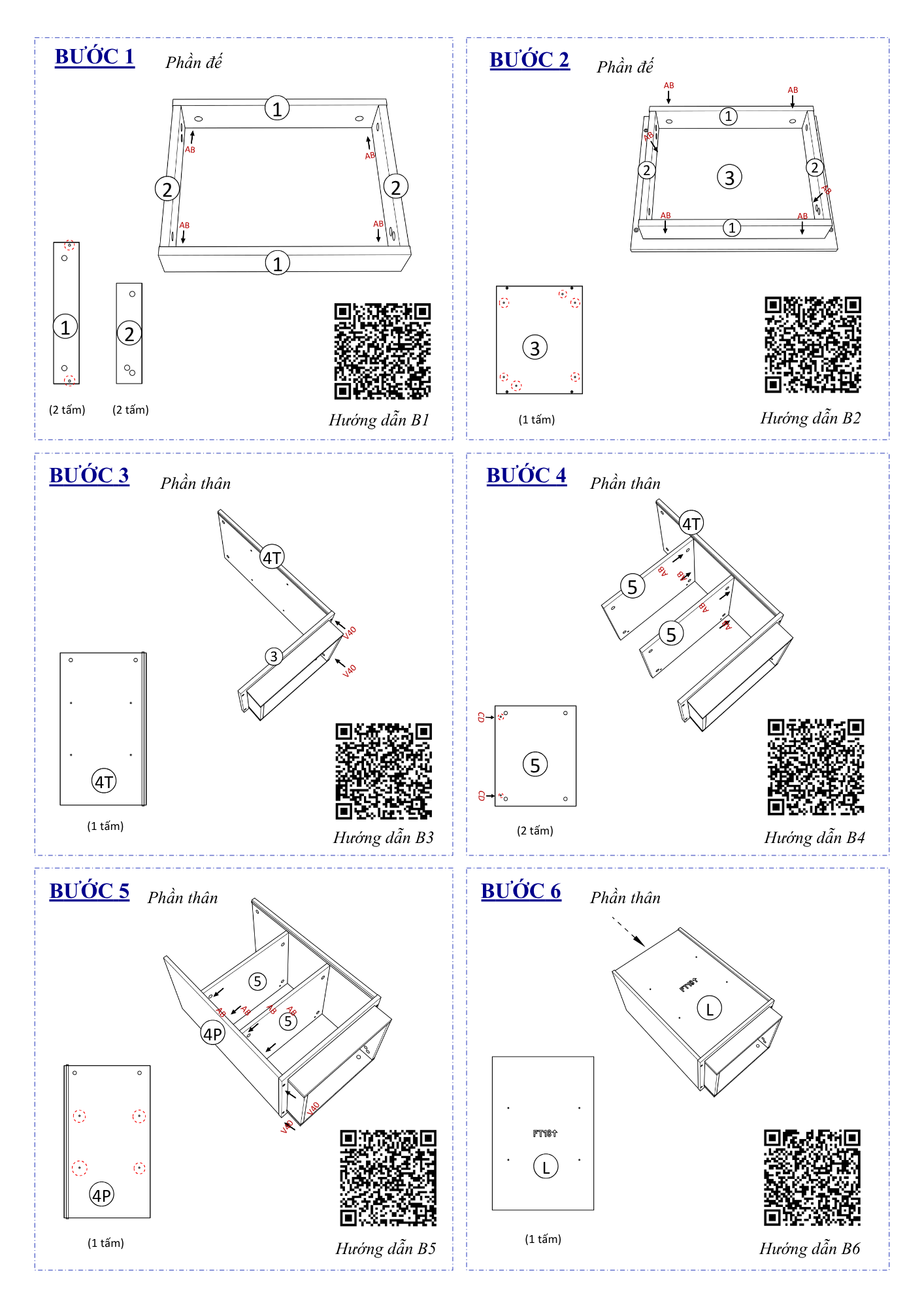 Hướng dẫn lắp ráp Tủ Đầu Giường FT18, 3 Hộc FIVO