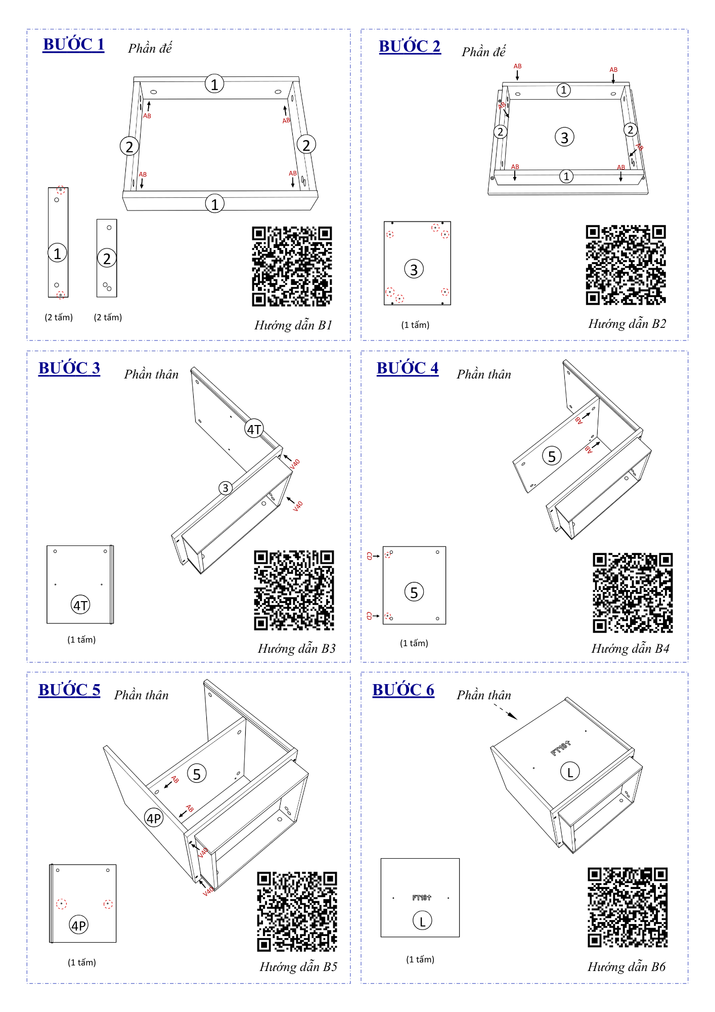 Hướng dẫn lắp ráp Tủ Đầu Giường FT18, 2 Hộc FIVO
