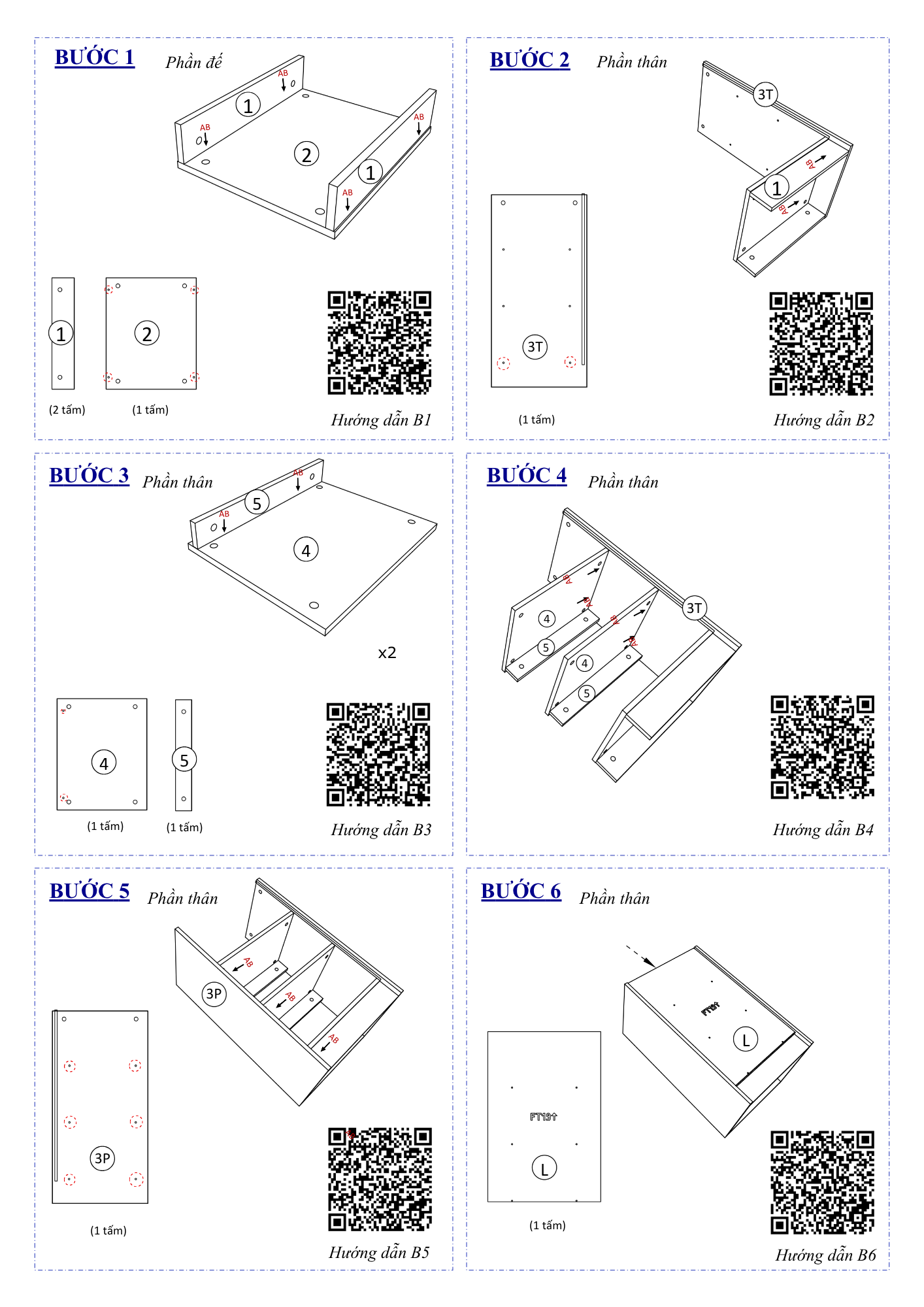 Hướng dẫn lắp ráp Tủ Đầu Giường FT19, 3 Hộc FIVO