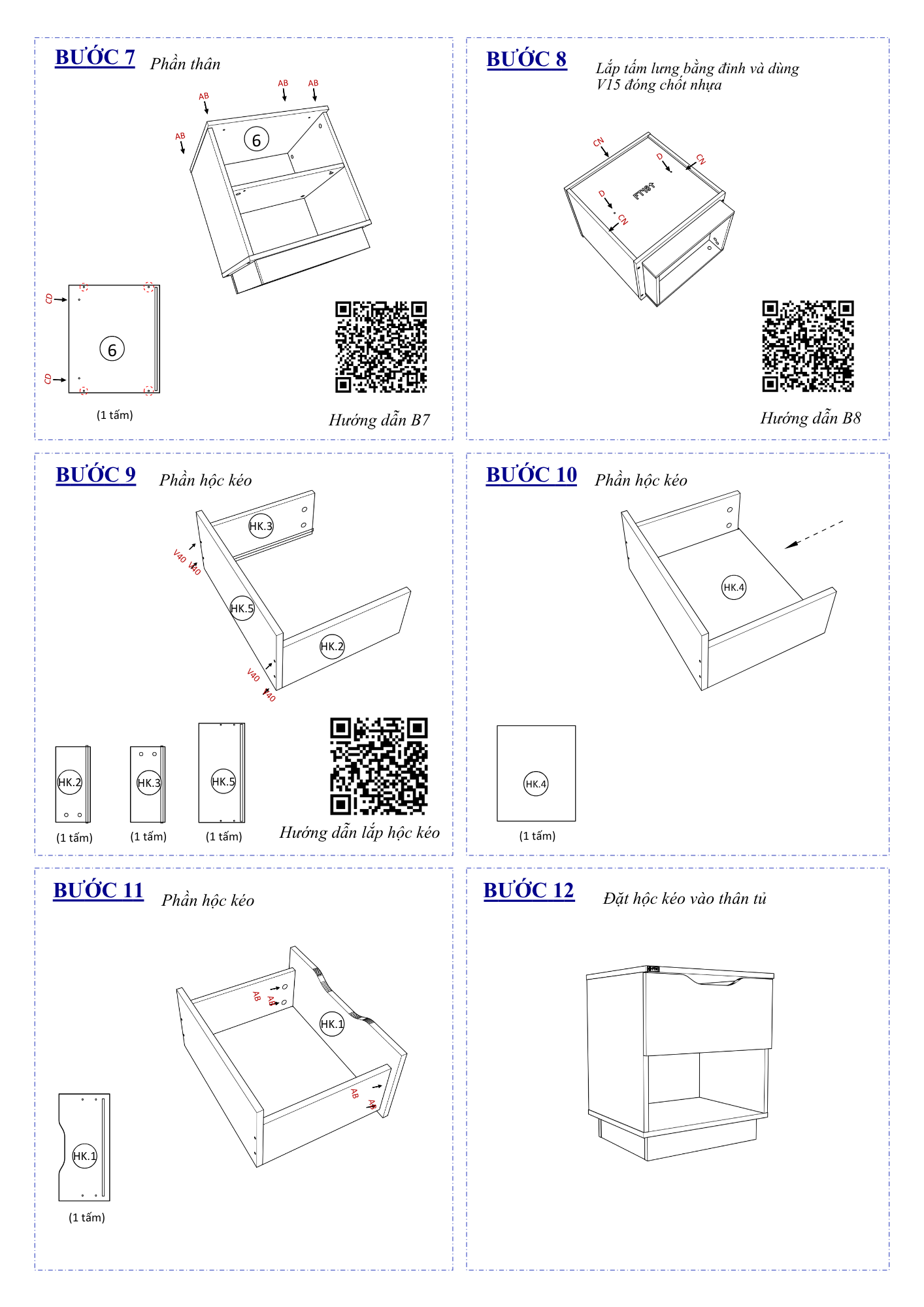 Hướng dẫn lắp ráp Tủ Đầu Giường FT18, 1 Hộc FIVO