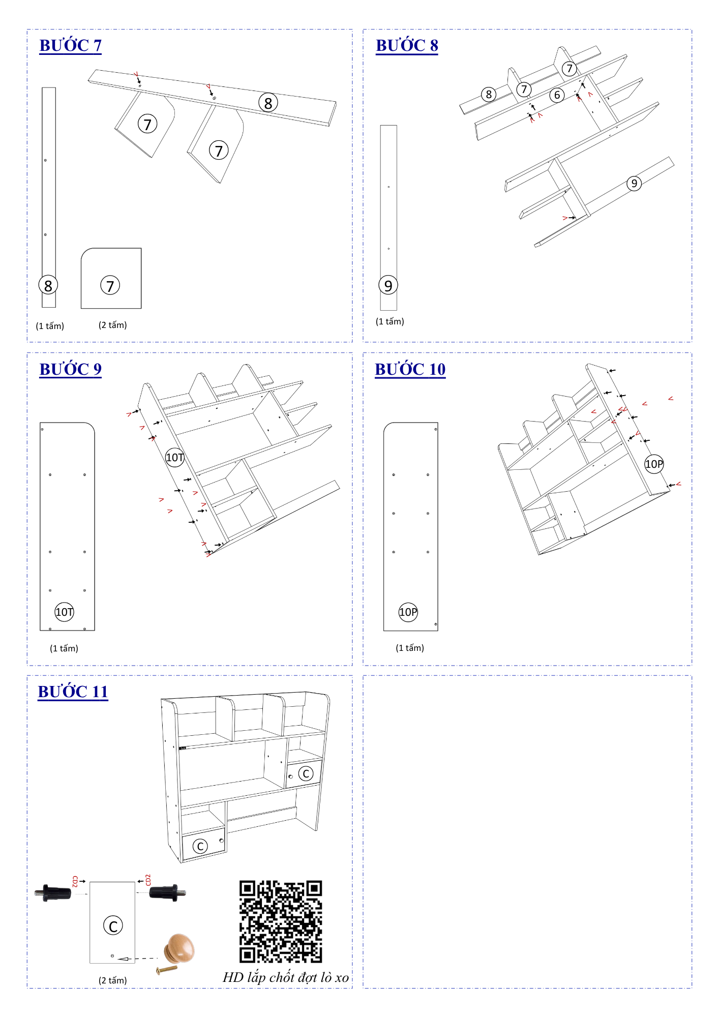 Hướng dẫn lắp ráp Kệ Sách Để Bàn FB21, Ngang 83cm, 4 Cửa FIVO