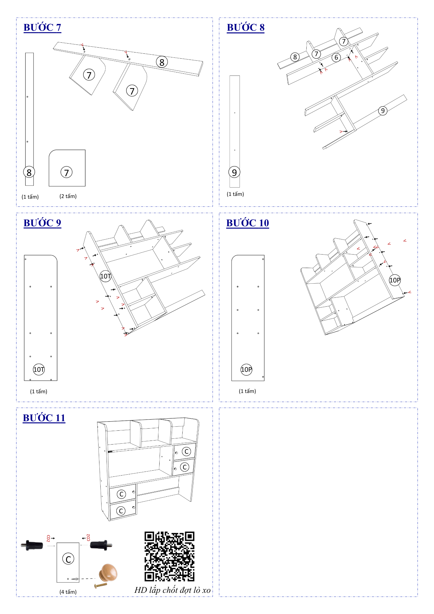 Hướng dẫn lắp ráp Kệ Sách Để Bàn FB2, Ngang 83cm, 4 Cửa FIVO