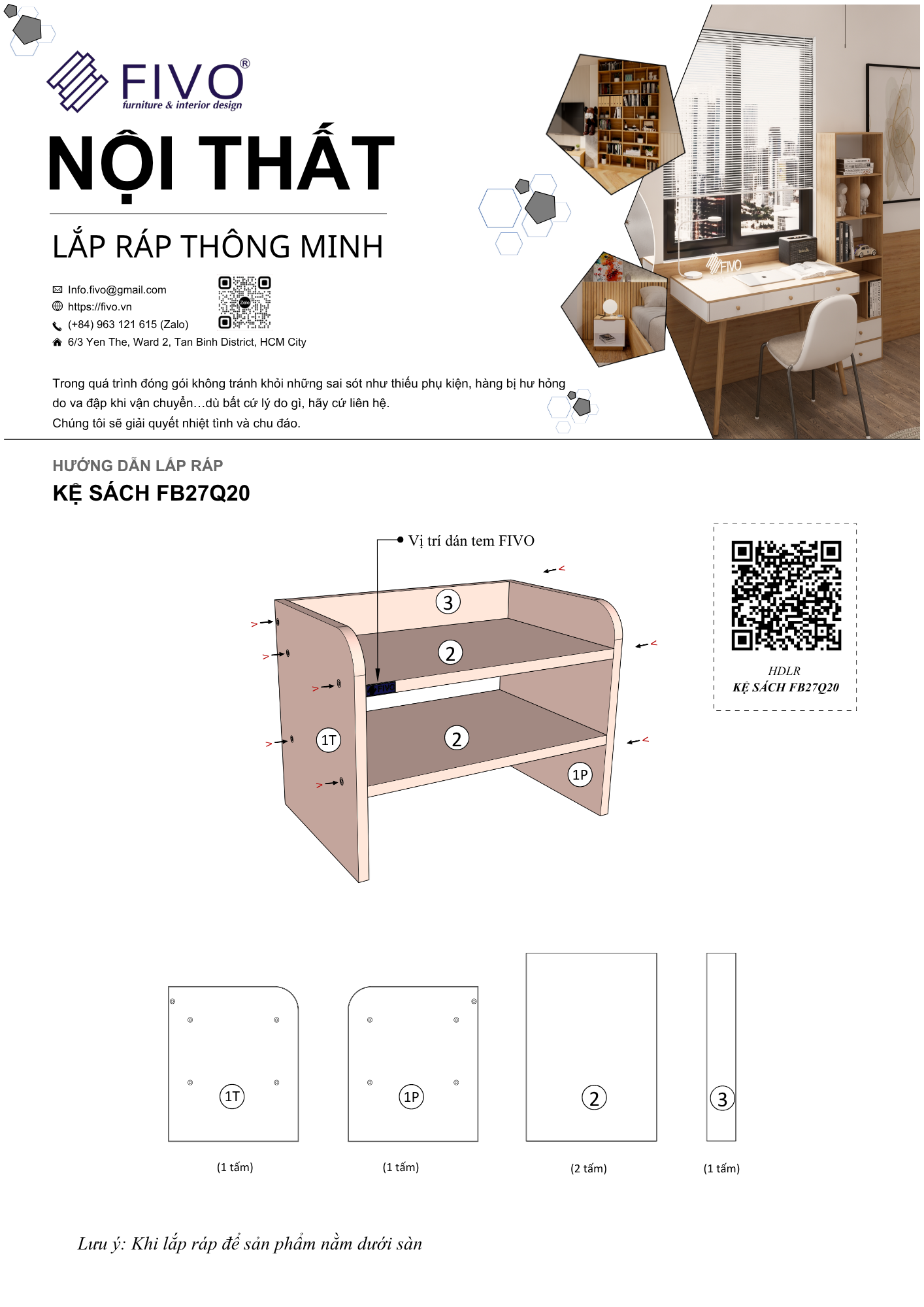 Hướng Dẫn Lắp Ráp Kệ Sách FB27 FIVO 2 Tầng
