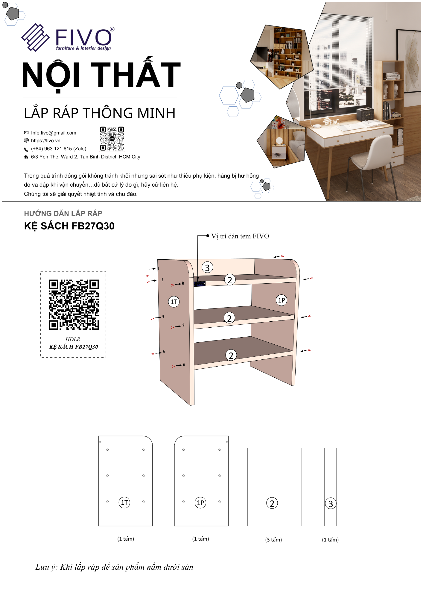 Hướng Dẫn Lắp Ráp Kệ Sách FB27 FIVO 3 Tầng
