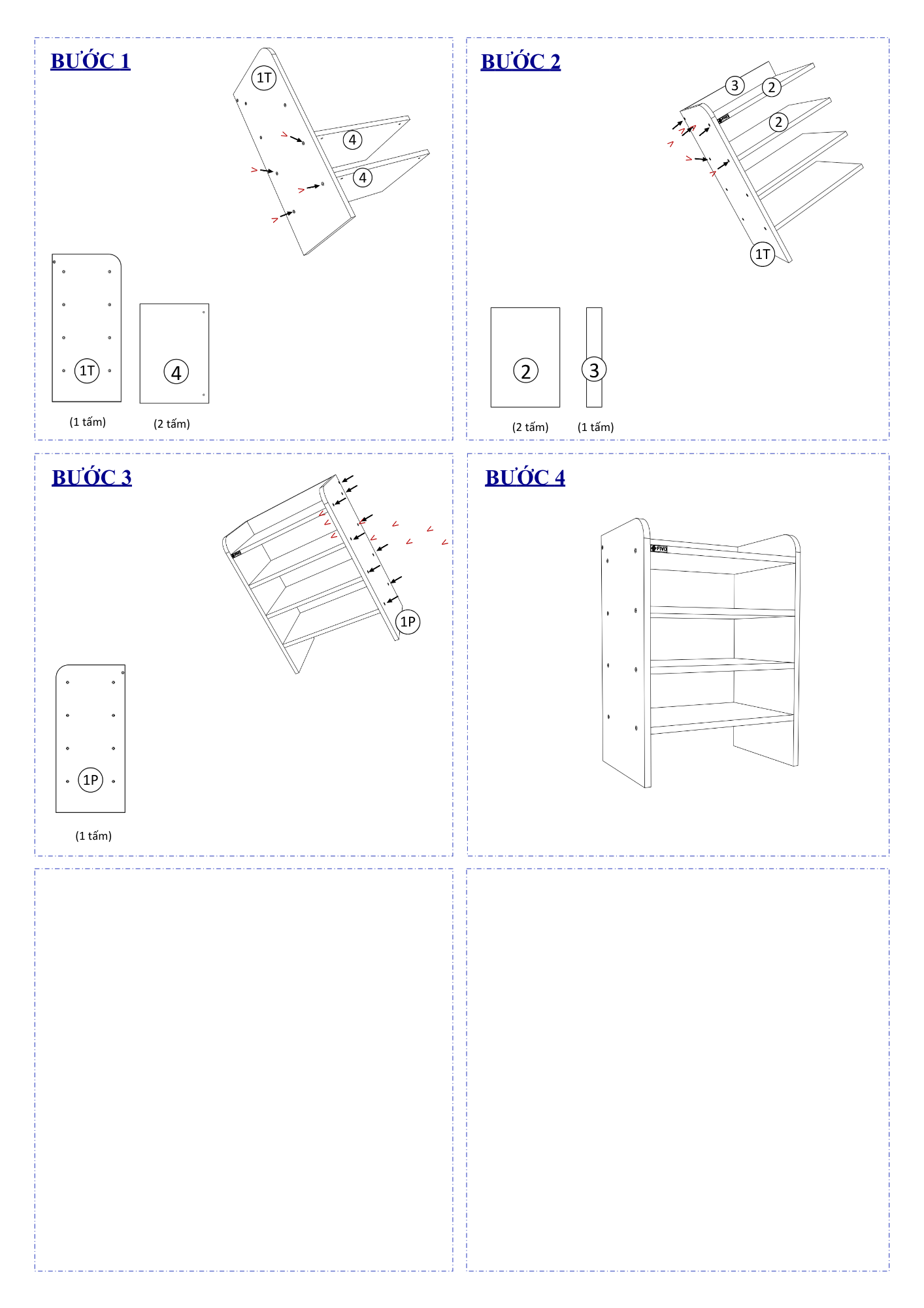 Hướng dẫn lắp ráp Kệ Sách Để Bàn FB27 4 Tầng Không Hộc FIVO