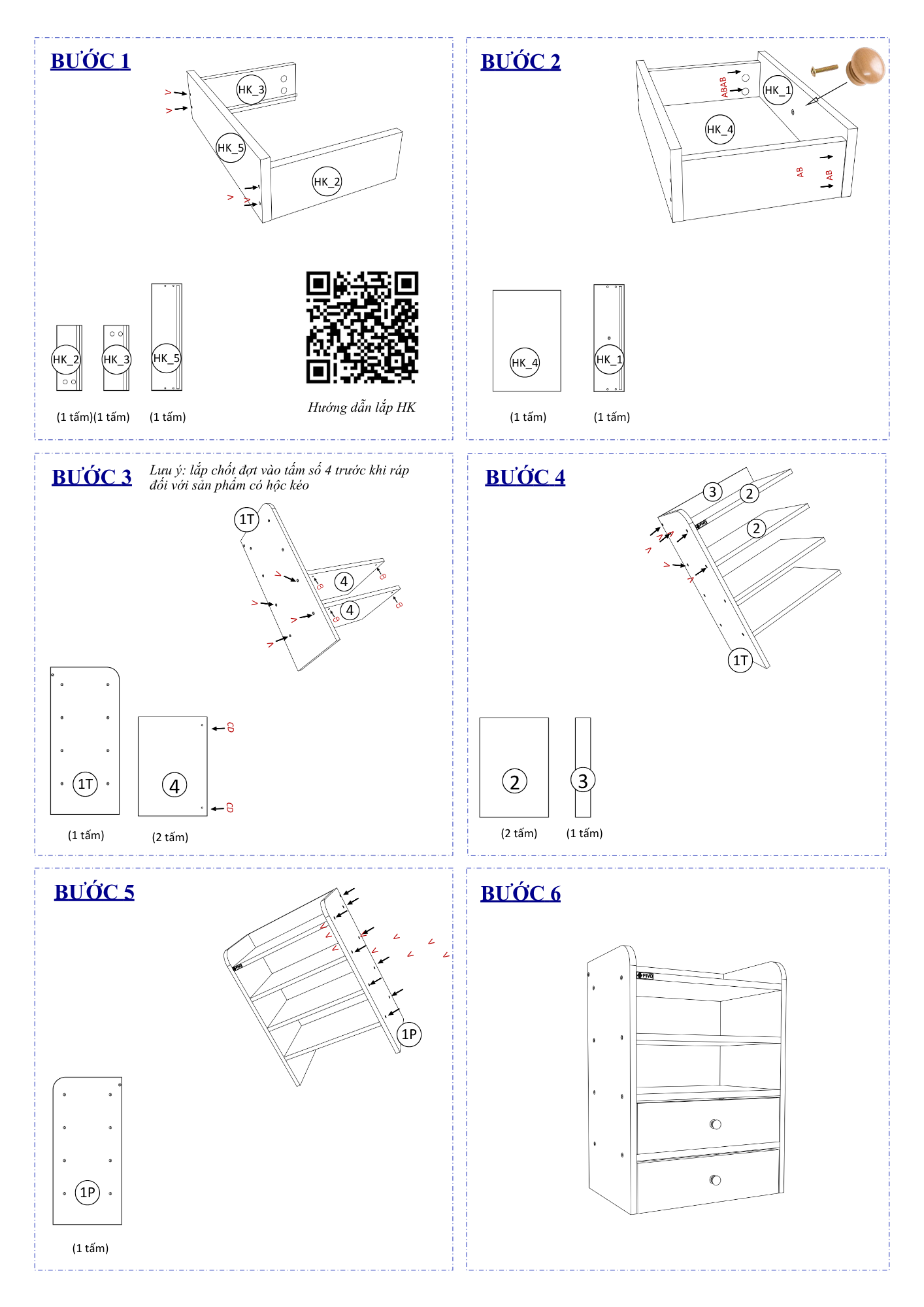 Hướng Dẫn Lắp Ráp Kệ Sách Để Bàn FB27 FIVO 4 Tầng, Hai Hộc
