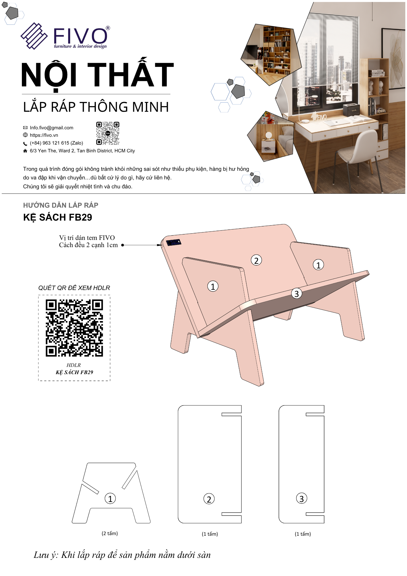 Hướng dẫn lắp Ráp Kệ Sách Để Bàn FB29 FIVO