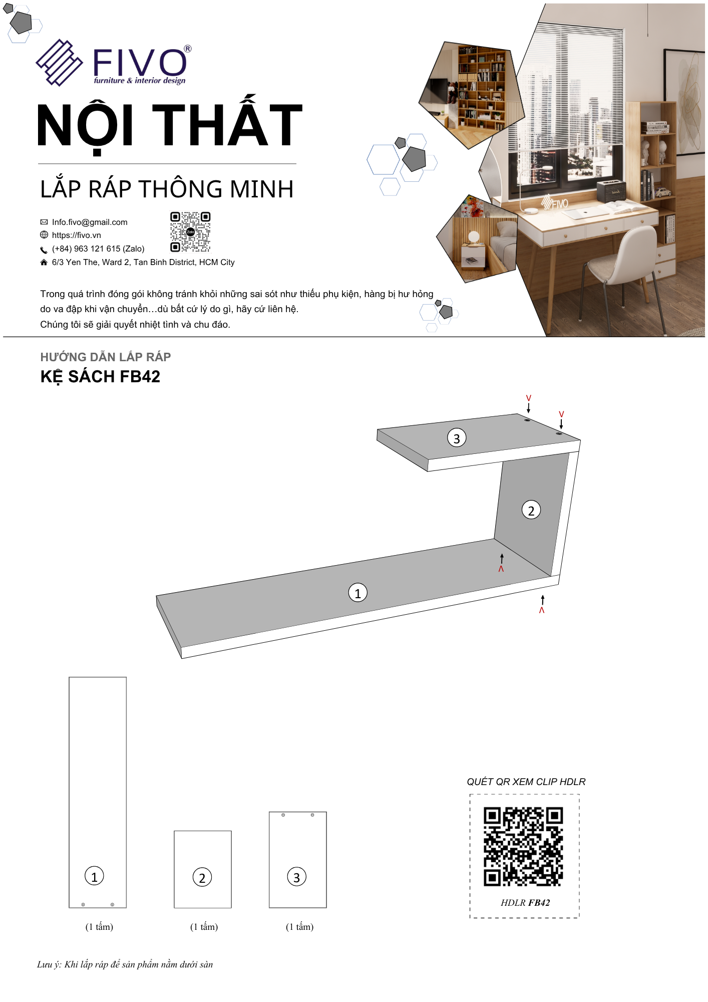 Hướng Dẫn Lắp Ráp Kệ Sách Treo Tường FB42 FIVO