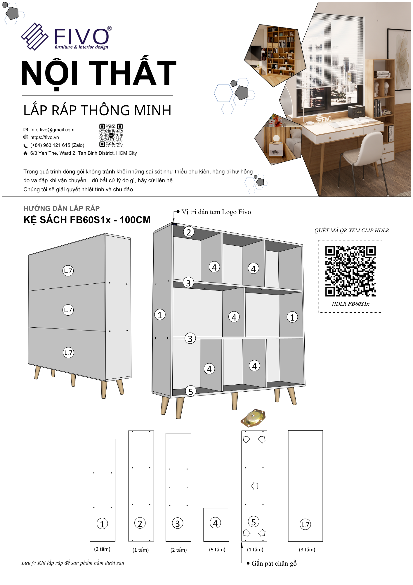 Hướng Dẫn Lắp Ráp Kệ Sách FB60 FIVO 100cm
