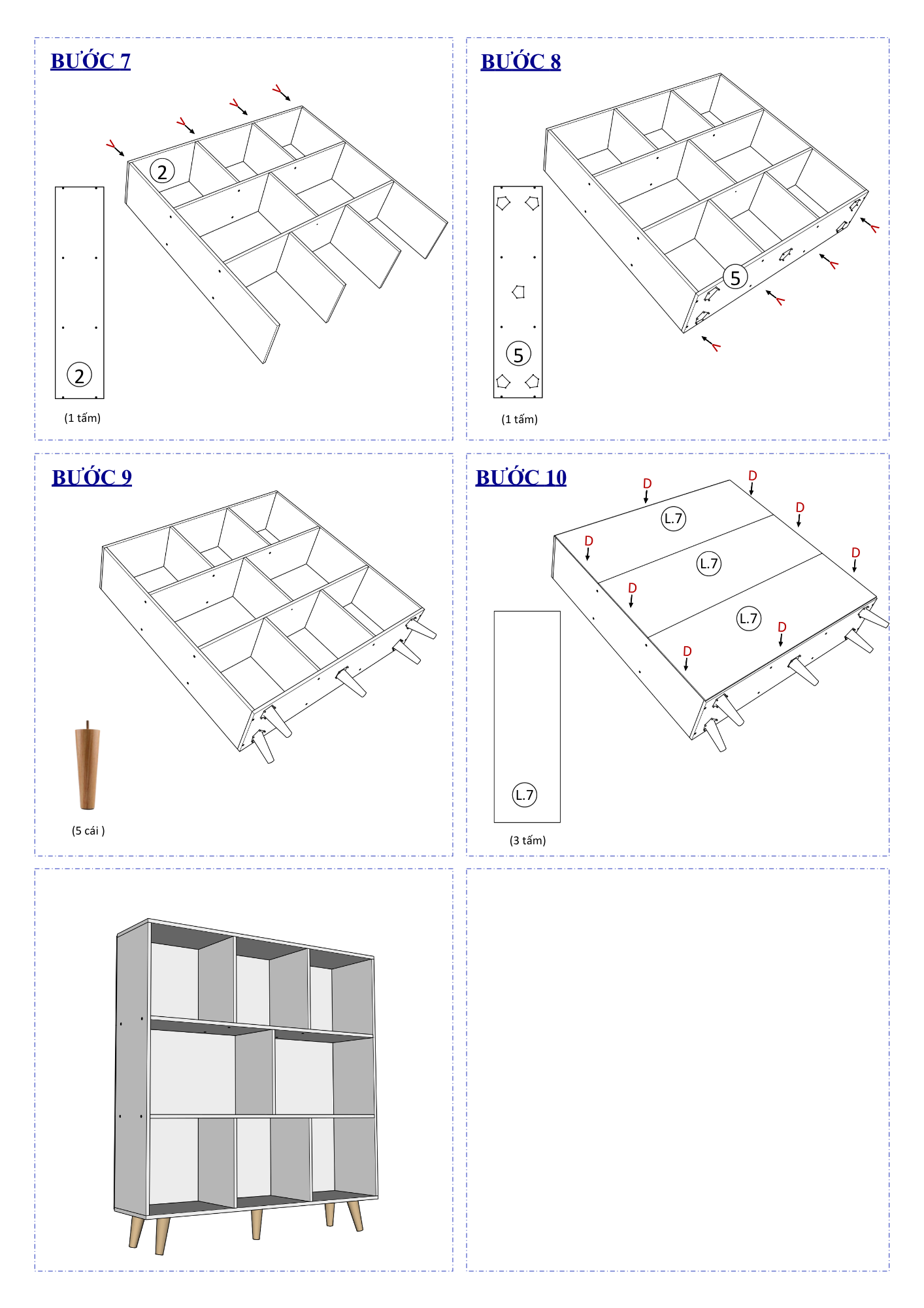 Hướng Dẫn Lắp Ráp Kệ Sách FB60 FIVO 100cm