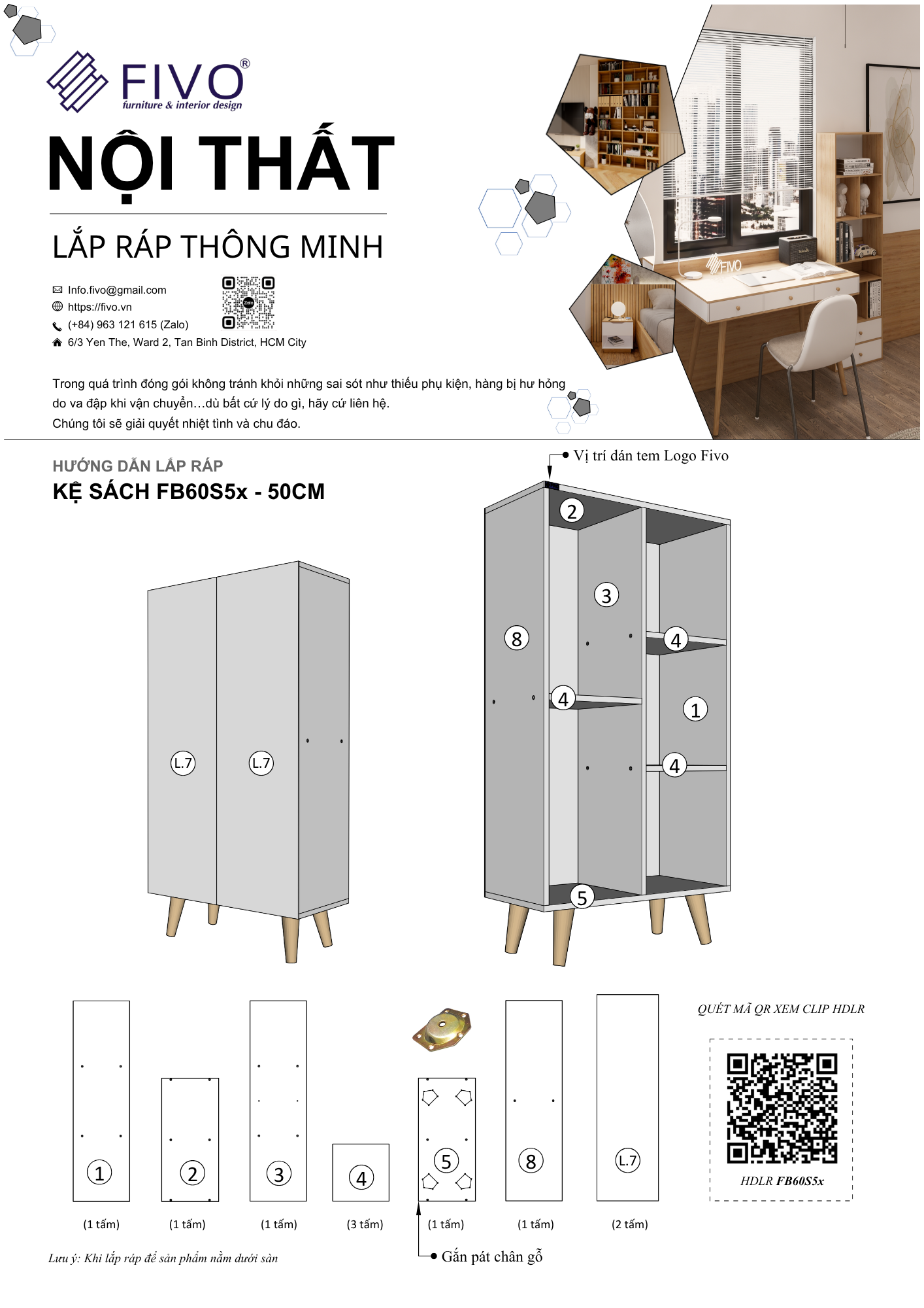 Hướng Dẫn Lắp Ráp Kệ Sách FB60 FIVO 50cm