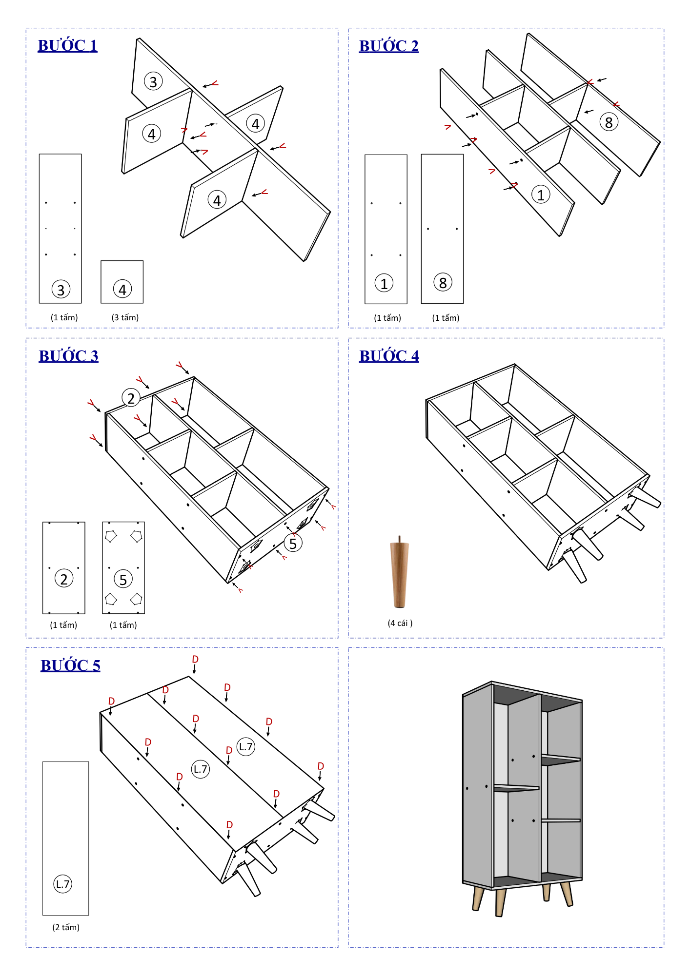 Hướng Dẫn Lắp Ráp Kệ Sách FB60 FIVO 50cm