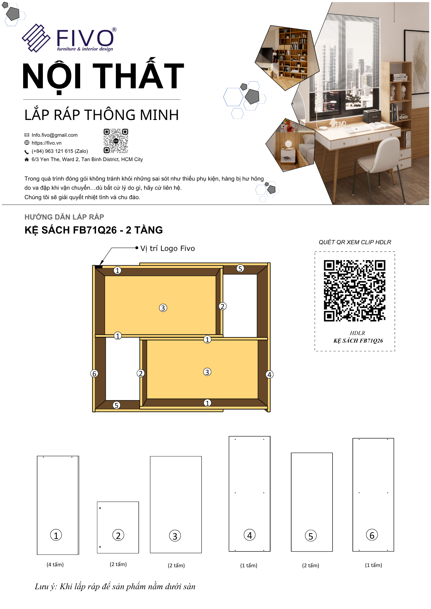 Hướng dẫn lắp ráp Kệ Sách Cho Bé FB71 2 Tầng Ngang FIVO