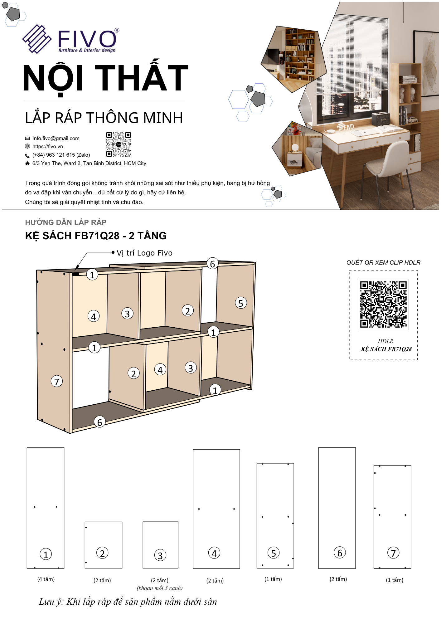 Hướng dẫn lắp ráp Kệ Sách Cho Bé FB71 2 Tầng Ngang 80cm FIVO