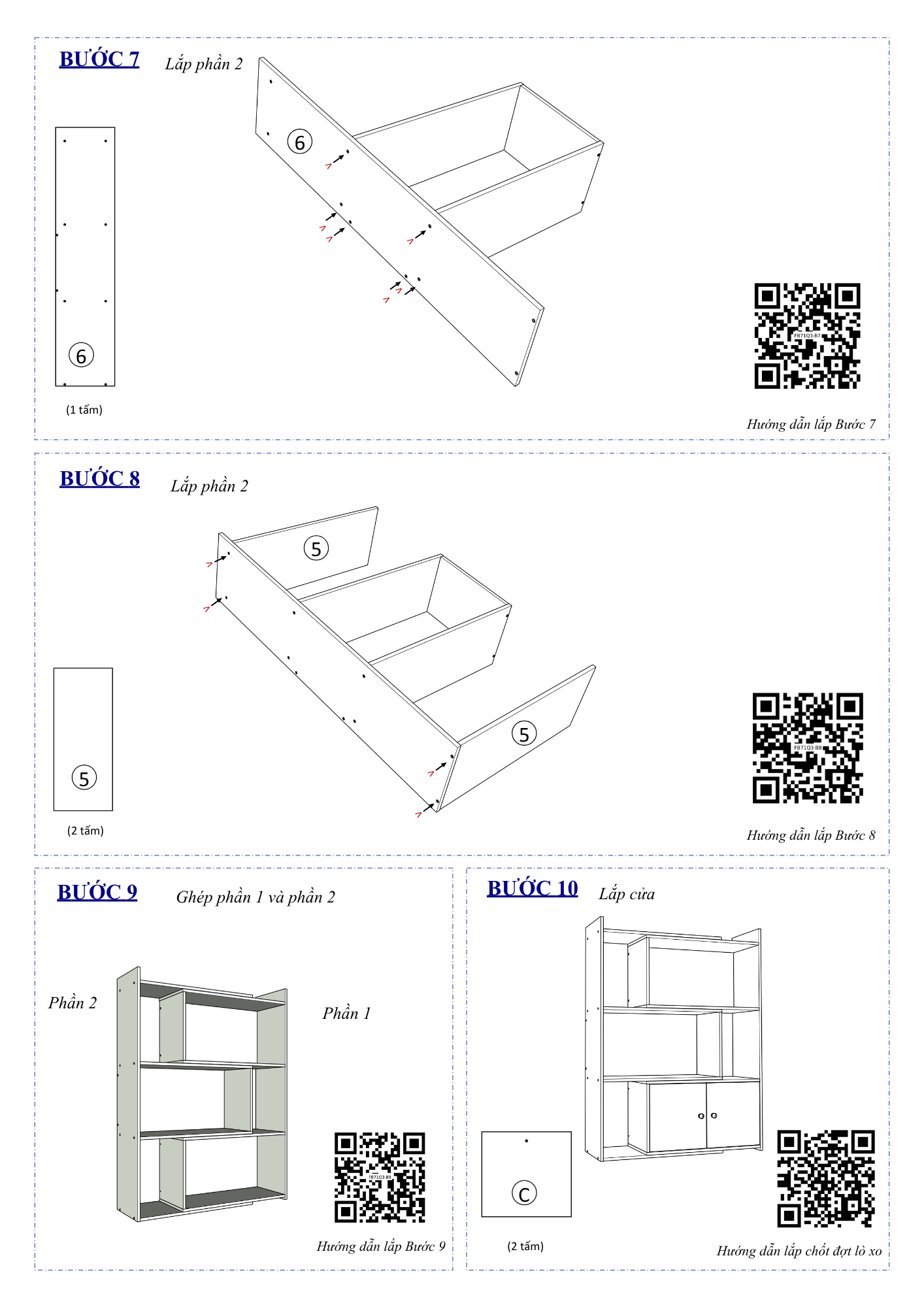Hướng dẫn lắp ráp Kệ Sách Cho Bé FB71 3 Tầng Ngang 60cm Có Cửa FIVO