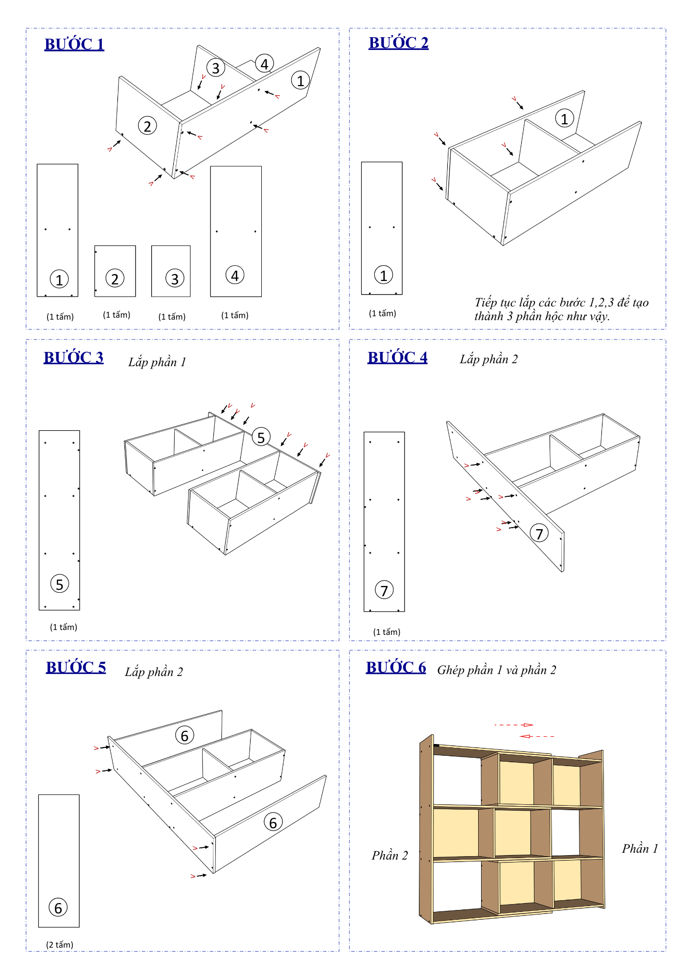 Hướng dẫn lắp ráp Kệ Sách Cho Bé FB71 3 Tầng Ngang 80cm FIVO