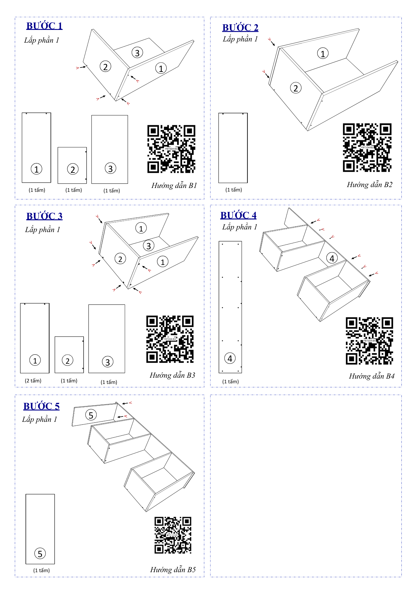 Hướng dẫn lắp ráp Kệ Sách Cho Bé FB71 4 Tầng Ngang 60cm Không Cửa FIVO
