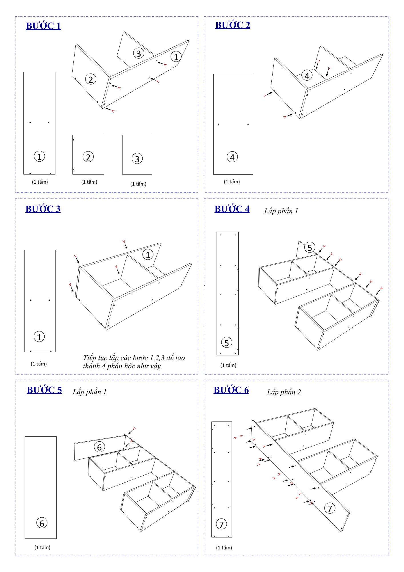 Hướng dẫn lắp ráp Kệ Sách Cho Bé FB71 4 Tầng Ngang 80cm FIVO