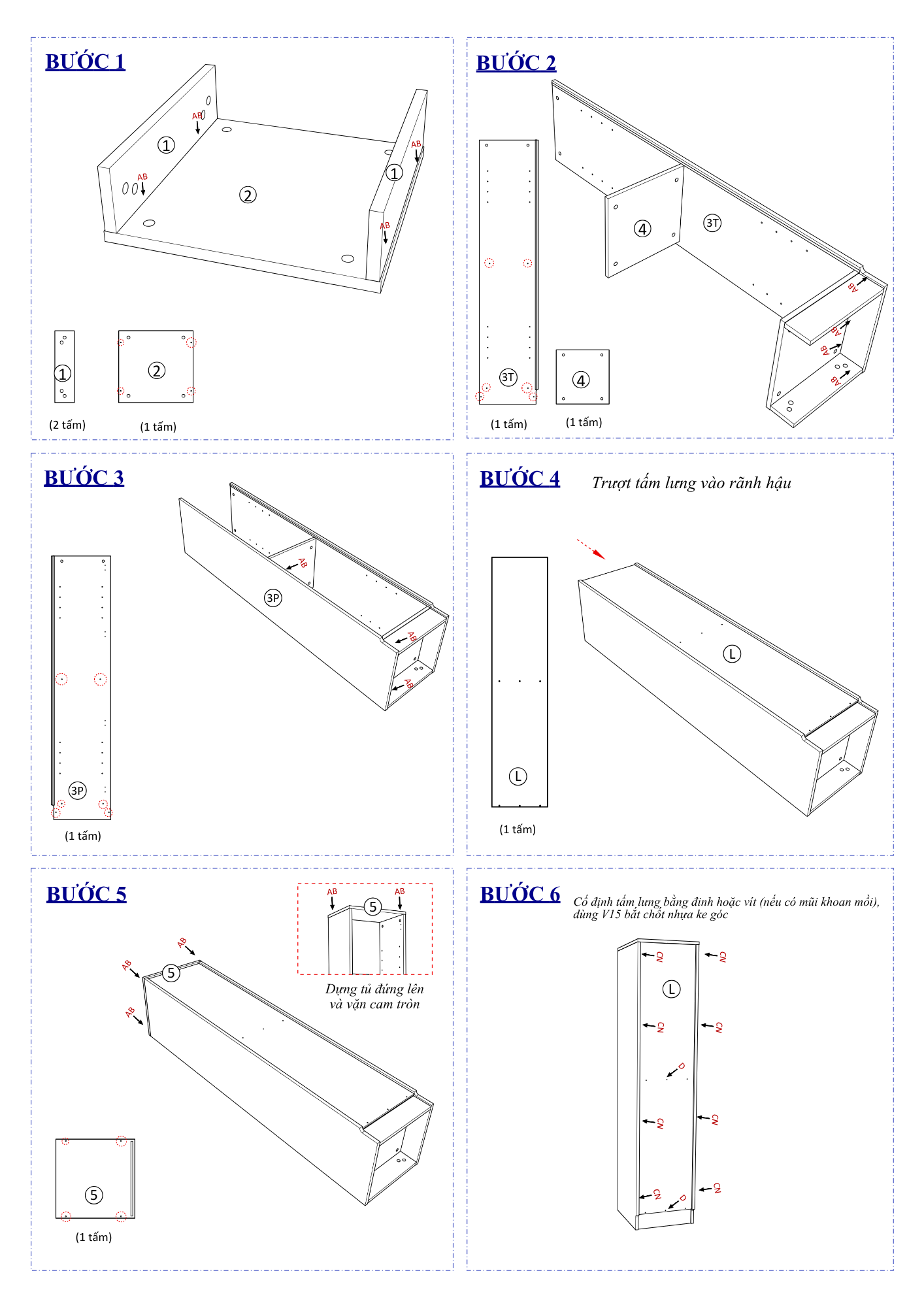 Hướng Dẫn Lắp Ráp Tủ Quần Áo Gỗ FC06 FIVO Đồ Gấp