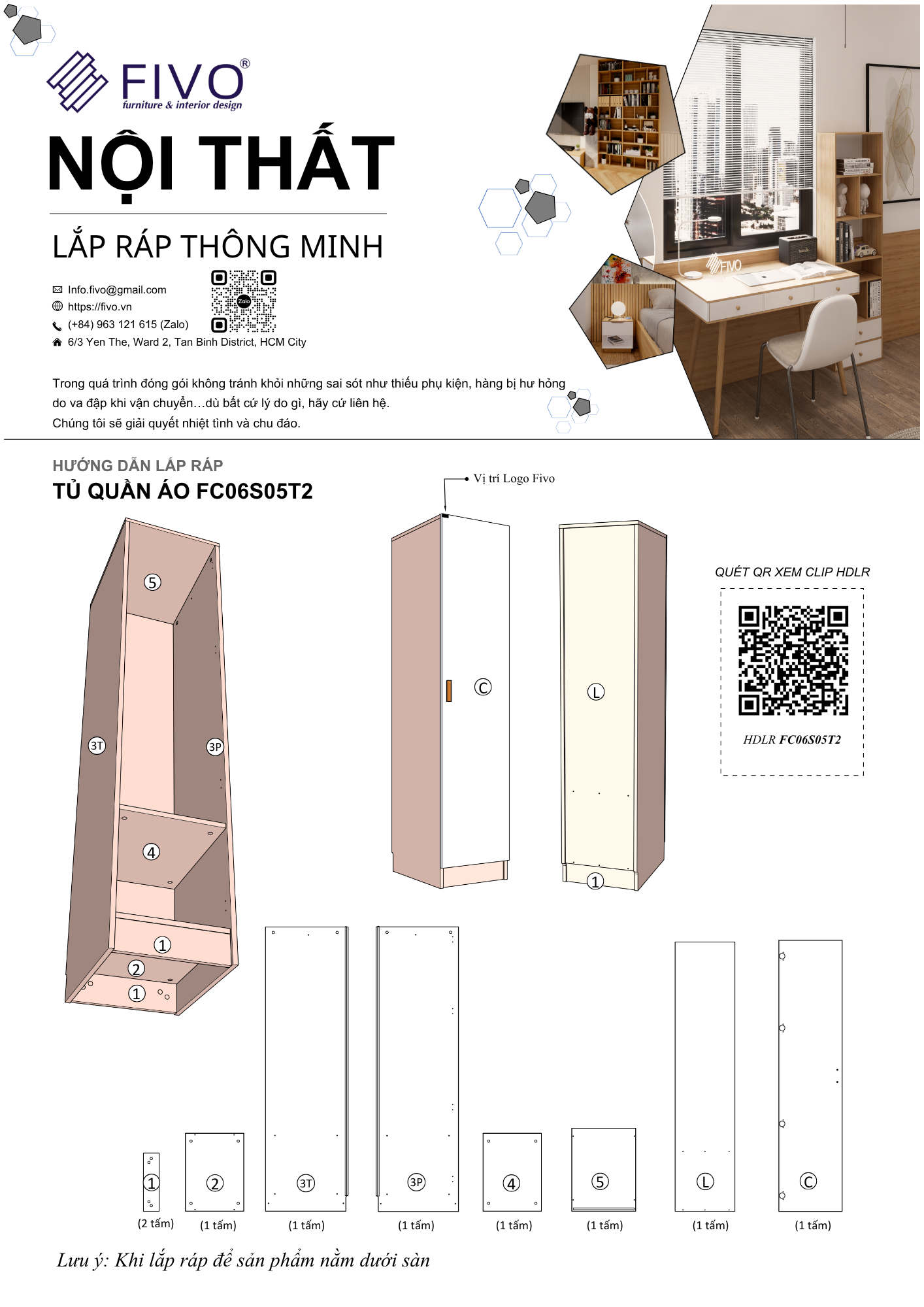 Hướng Dẫn Lắp Ráp Tủ Quần Áo FC06 FIVO Đồ Treo