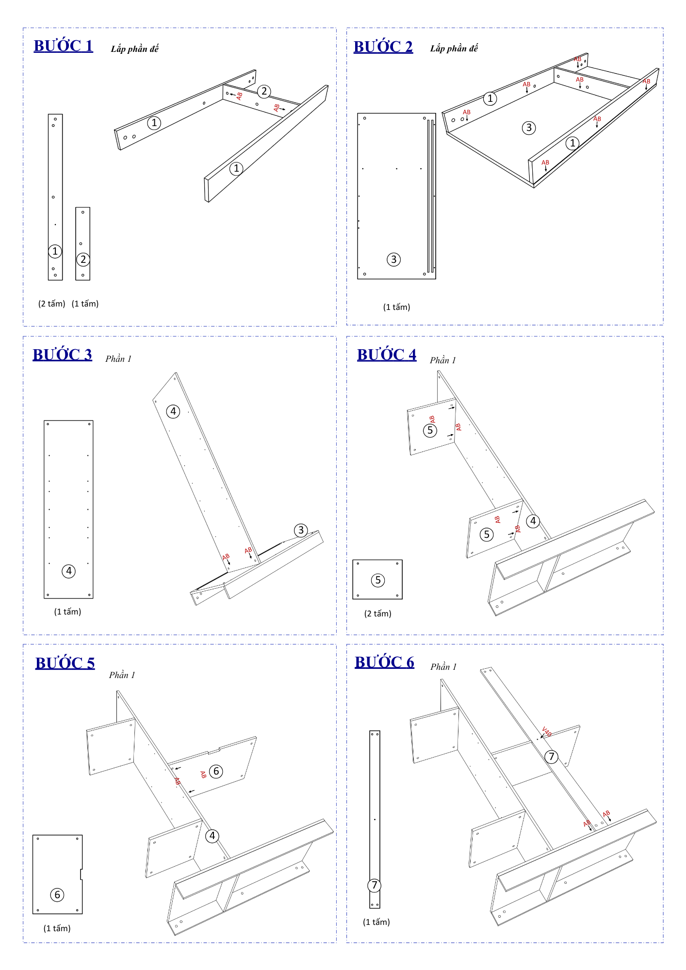 Hướng dẫn lắp ráp FC31 FIVO Ngang 120cm, Cao 236cm