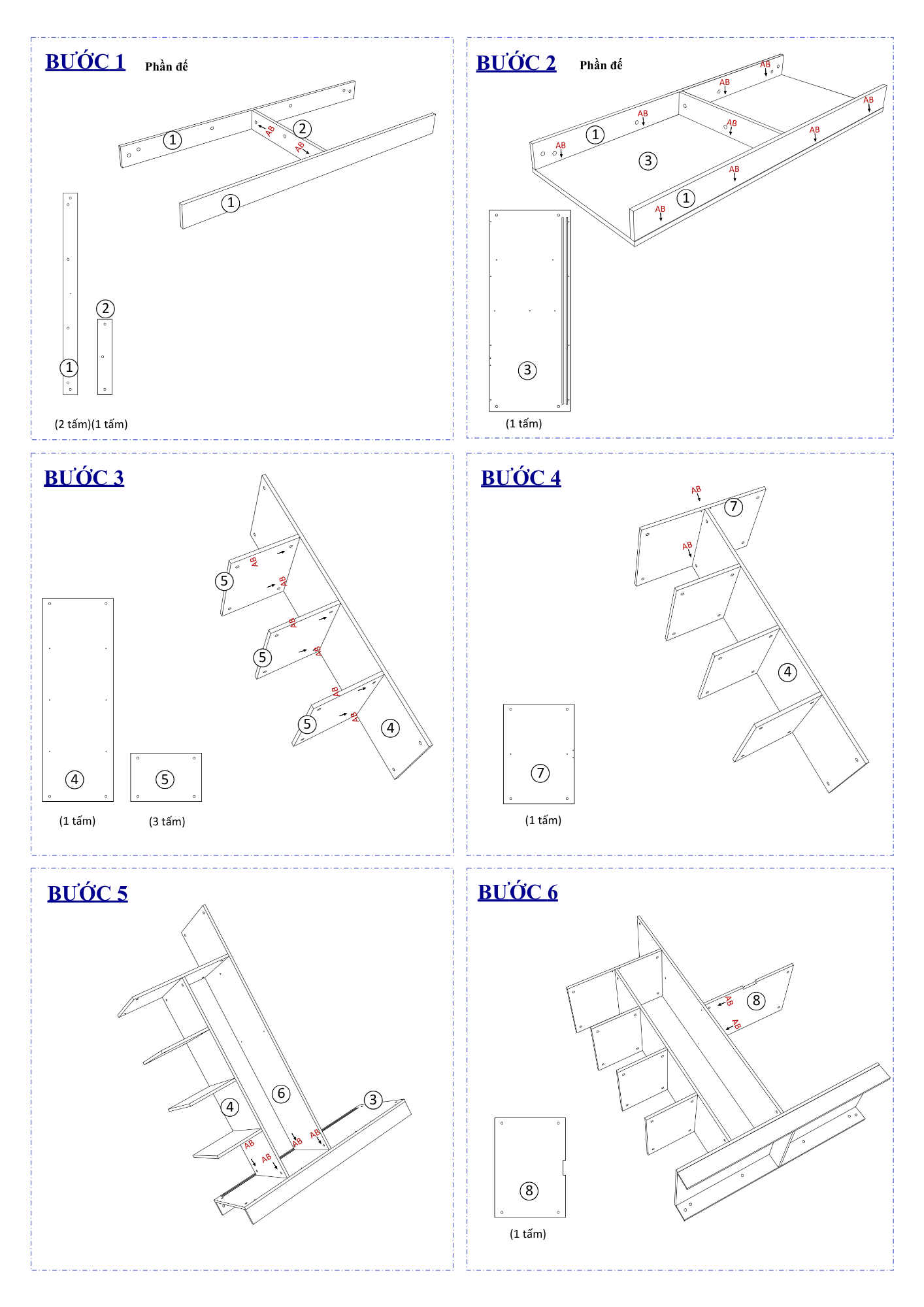 Hướng dẫn lắp ráp FC31 FIVO Ngang 140cm, Cao 236cm
