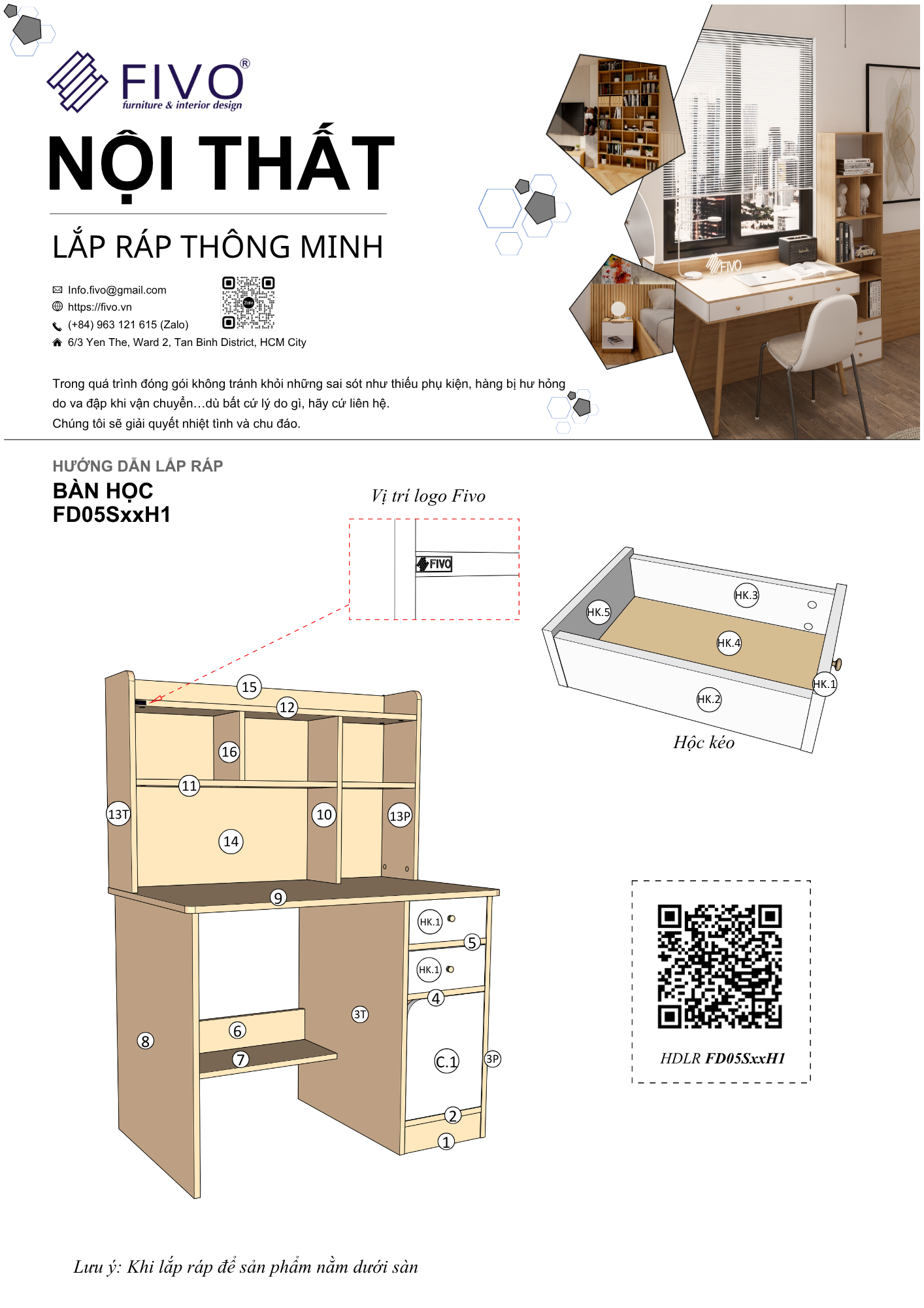 Hướng Dẫn Lắp Ráp Bàn Làm Việc FD05 FIVO 136cm