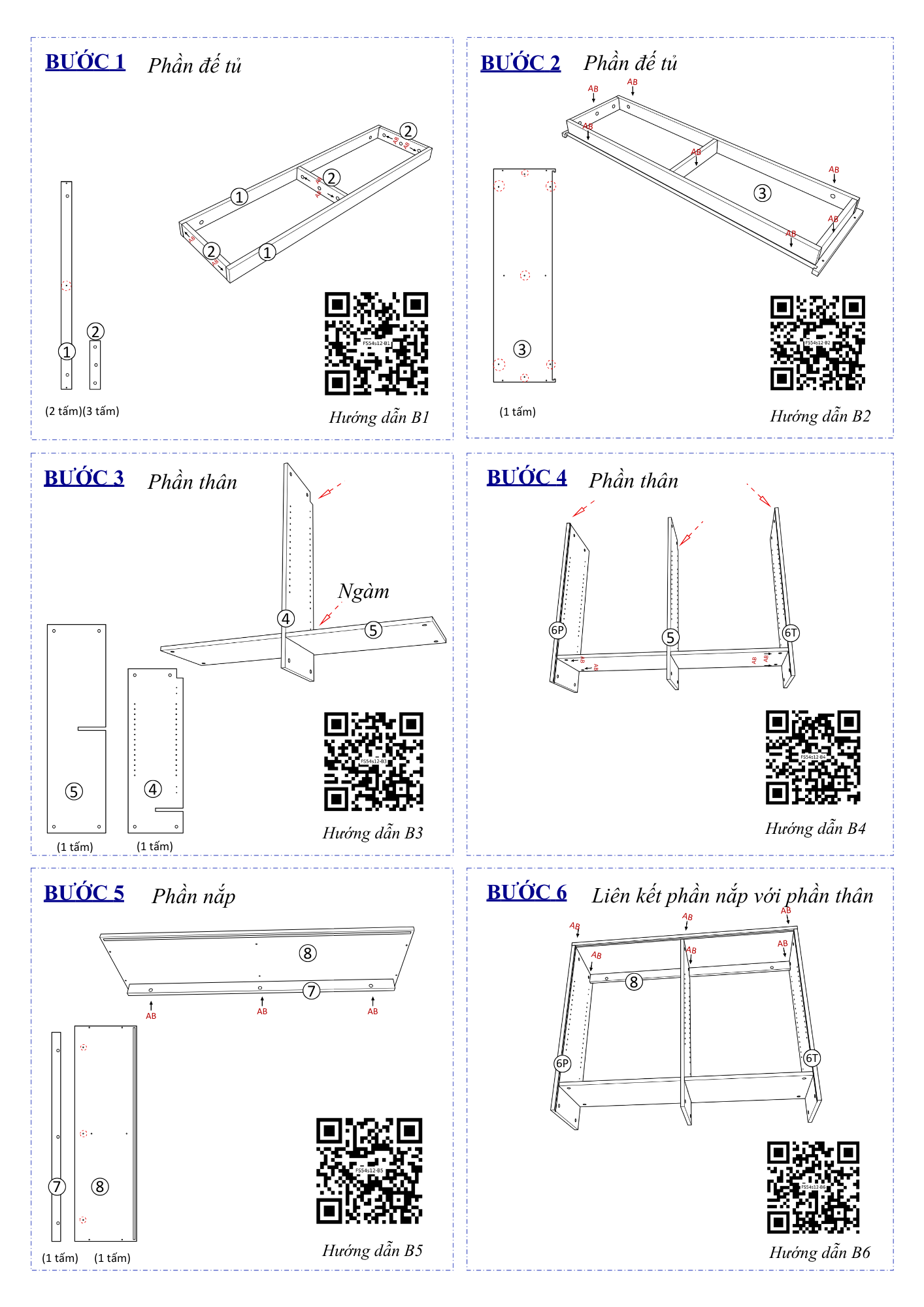 Hướng Dẫn Lắp Ráp Tủ Giày FS54 FIVO Ngang 120 cm, Cao 100cm