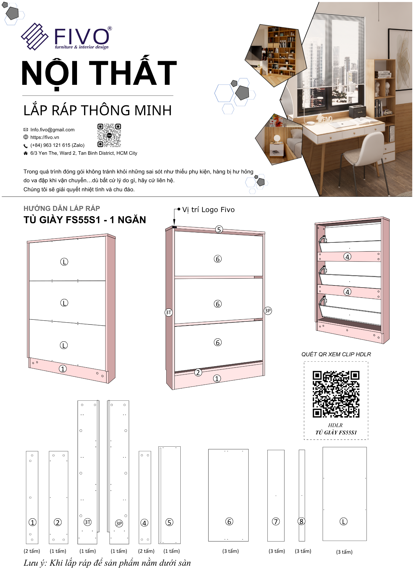 Hướng dẫn lắp ráp FS55 FIVO Ngăn Đơn