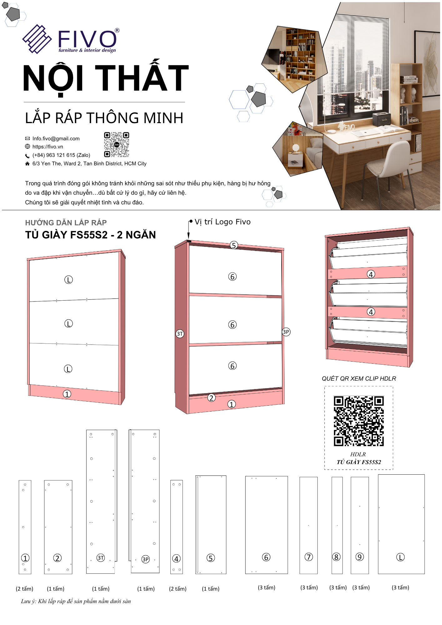 Hướng dẫn lắp ráp FS55 FIVO Ngăn Đôi