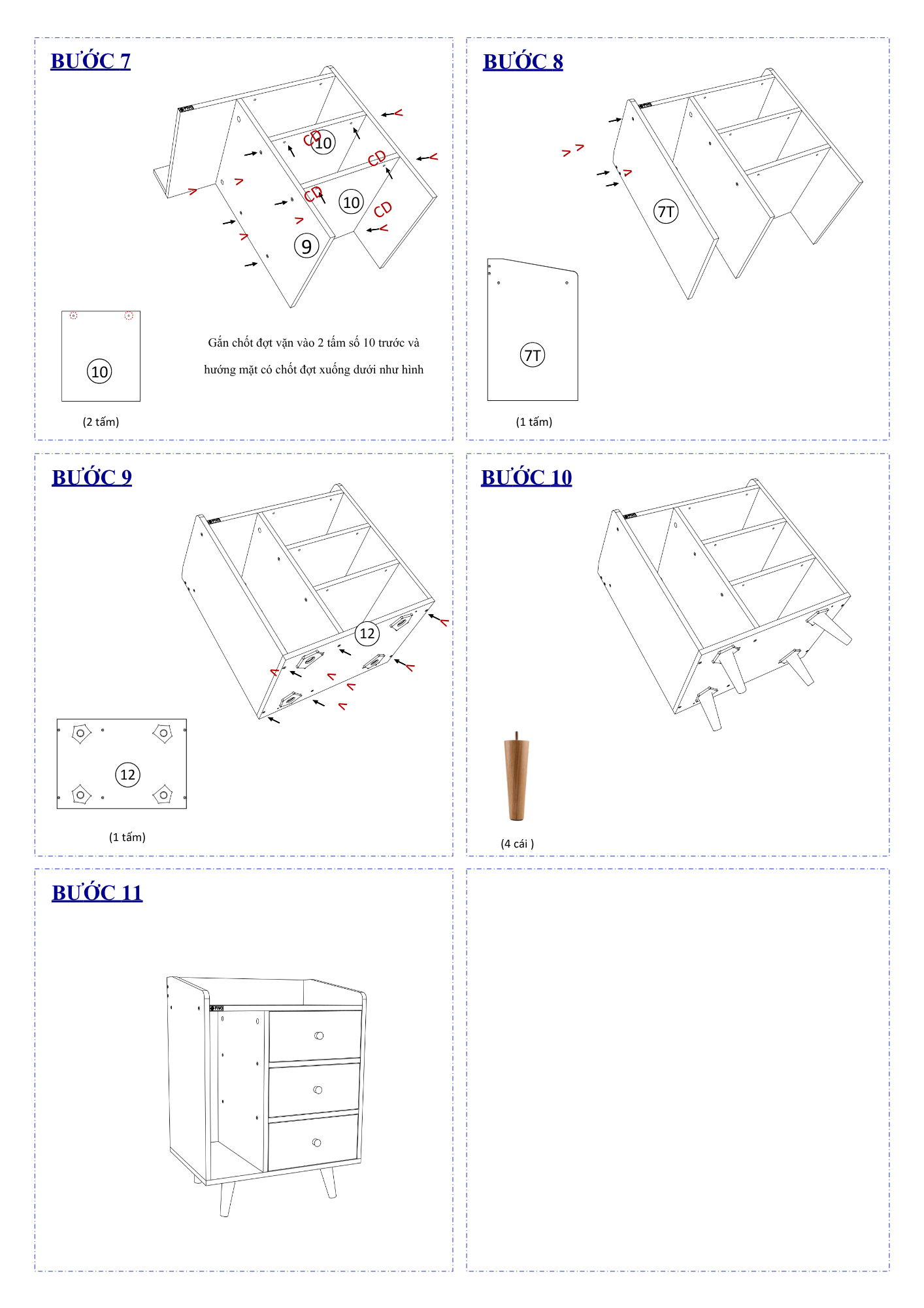 Hướng Dẫn Lắp Ráp Tủ Đầu Giường Gỗ Ba Hộc FT40 FIVO