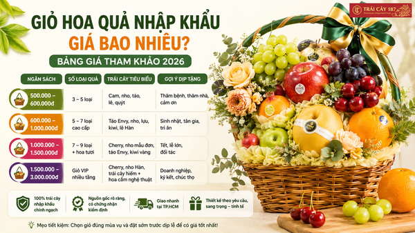 Giỏ hoa quả nhập khẩu giá bao nhiêu? Giá chi tiết 2026