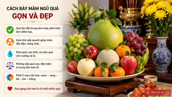 Cách bày mâm ngũ quả cúng gọn và đẹp