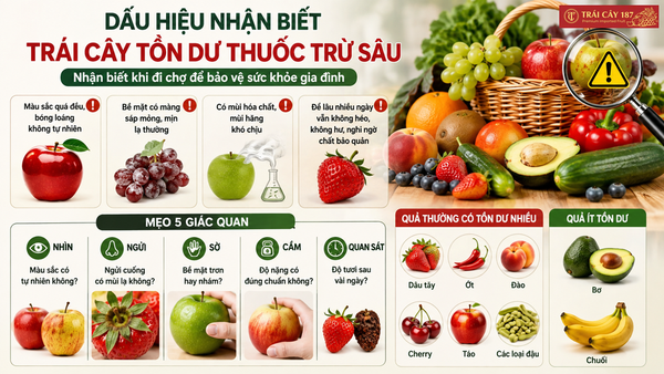 Dấu hiệu nhận biết trái cây còn thuốc trừ sâu