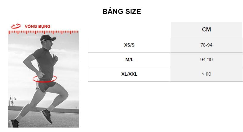 Bảng size Đai chạy bộ Compressport Free Belt Pro - Pink Melange